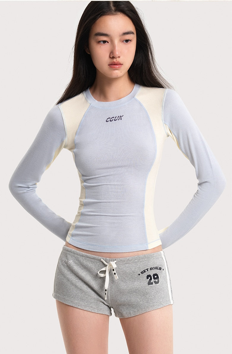 SLIM-FIT COLORBLOCKED VERSATILE TOP & CASUAL SPORTS SHORTS