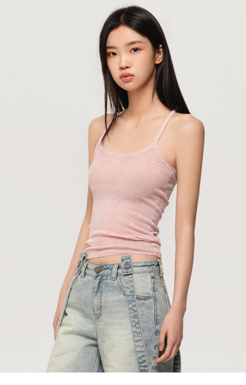 LACE-UP 100% WOOL SLIM FIT CAMISOLE