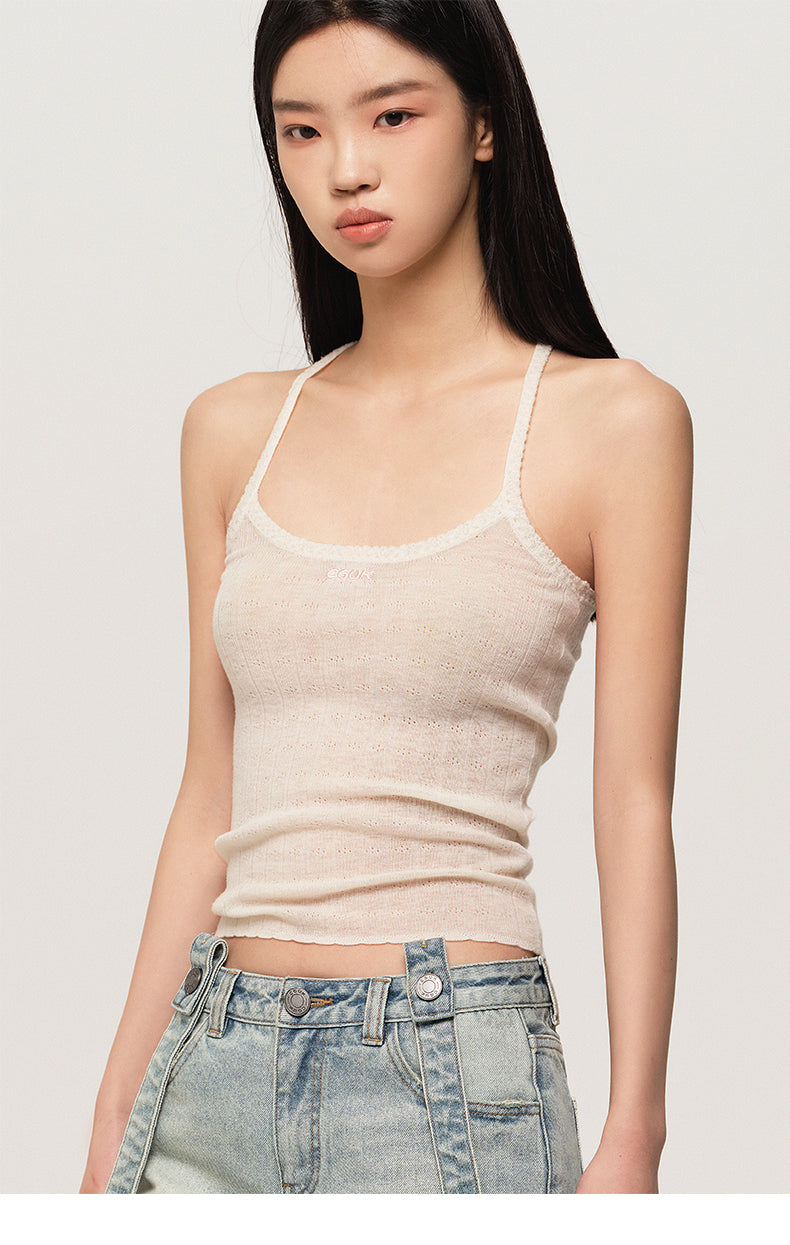 LACE-UP 100% WOOL SLIM FIT CAMISOLE