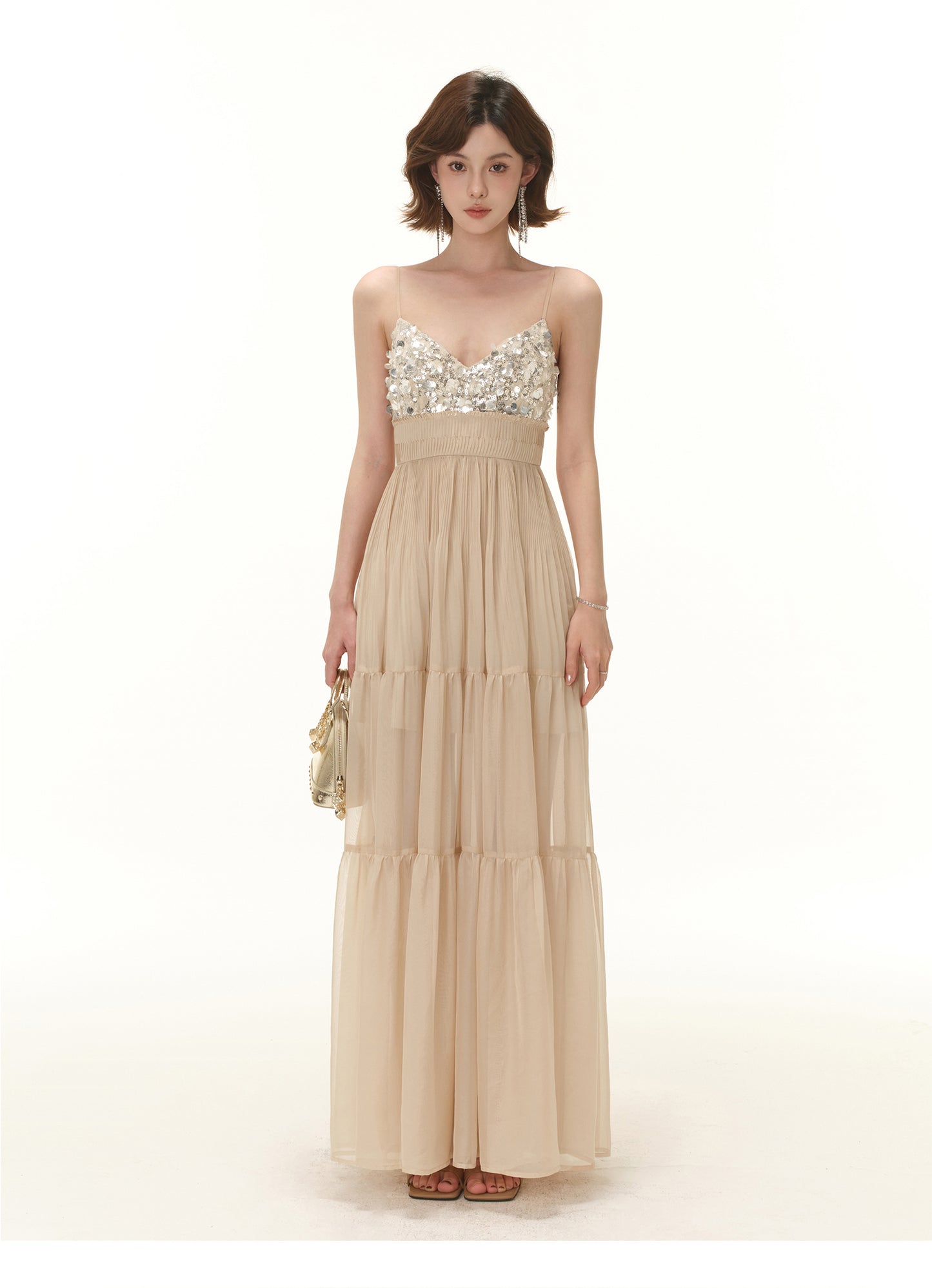 FRENCH LIGHT LUXURY SEQUINED BEADED DRESS
