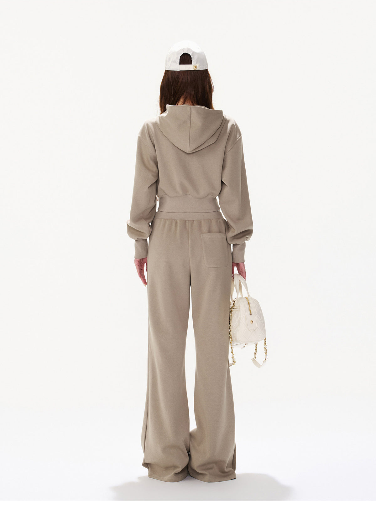 DUSTY SAND CROPPED HOODIE SET