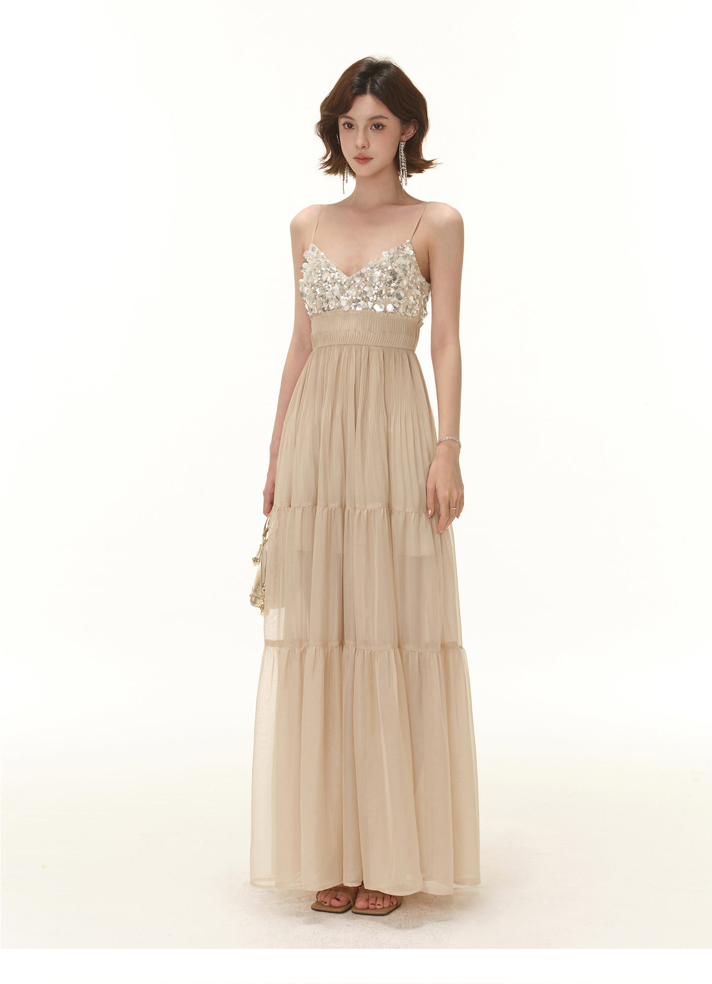 FRENCH LIGHT LUXURY SEQUINED BEADED DRESS