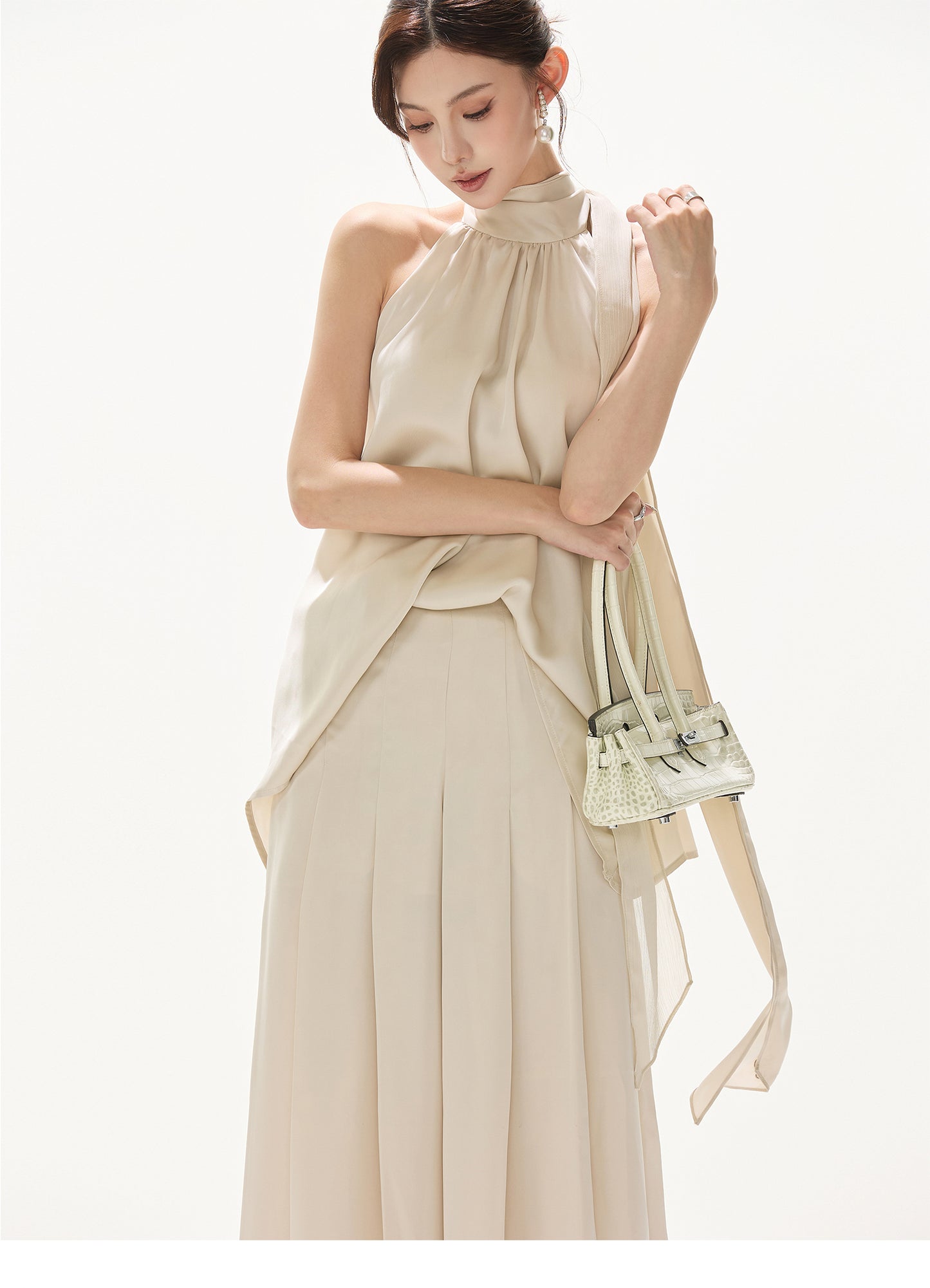 OLD MONEY STYLE ELEGANT SATIN SET UP