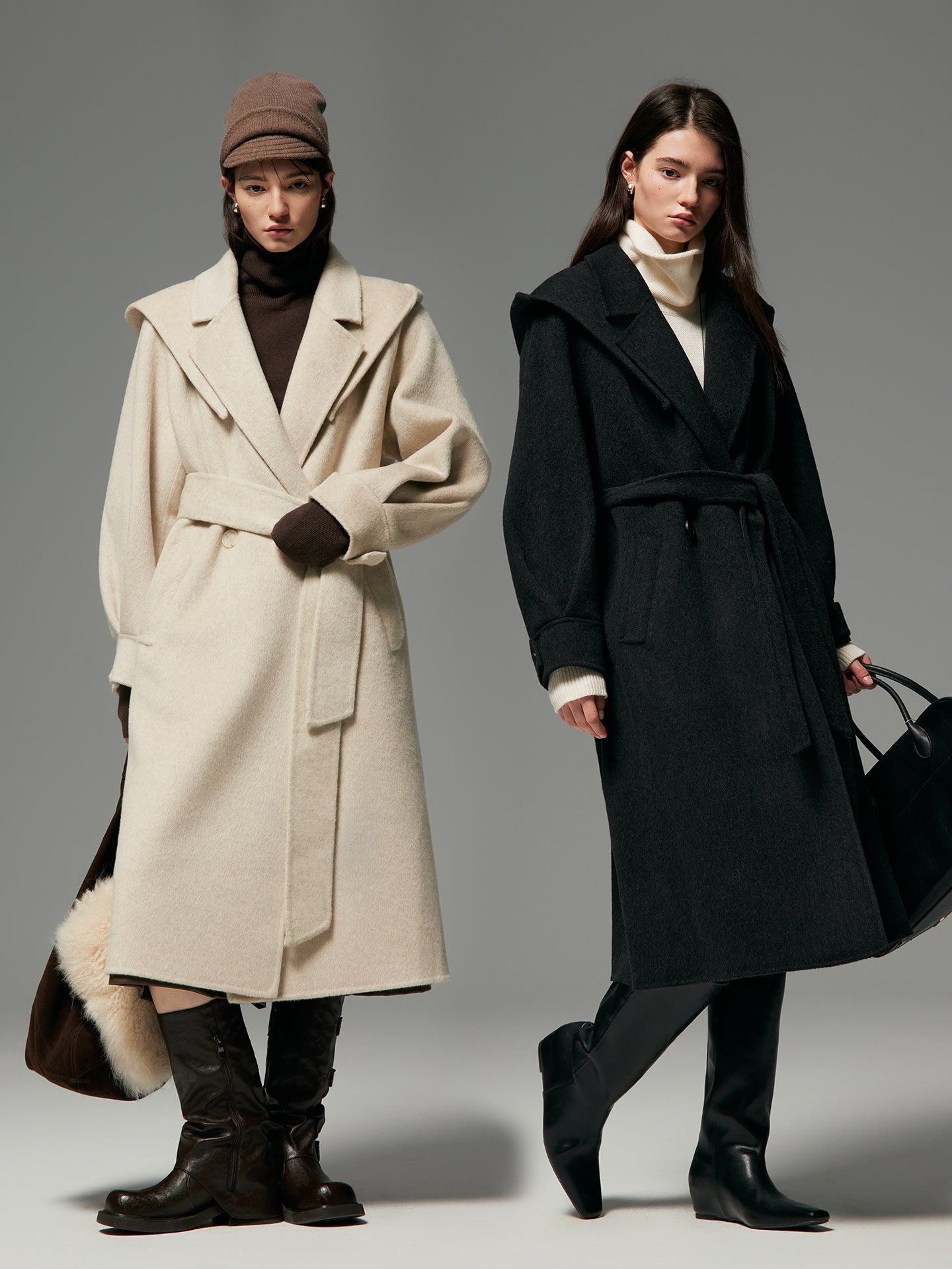 DETACHABLE HOOD DESIGN TWO-PIECE COAT