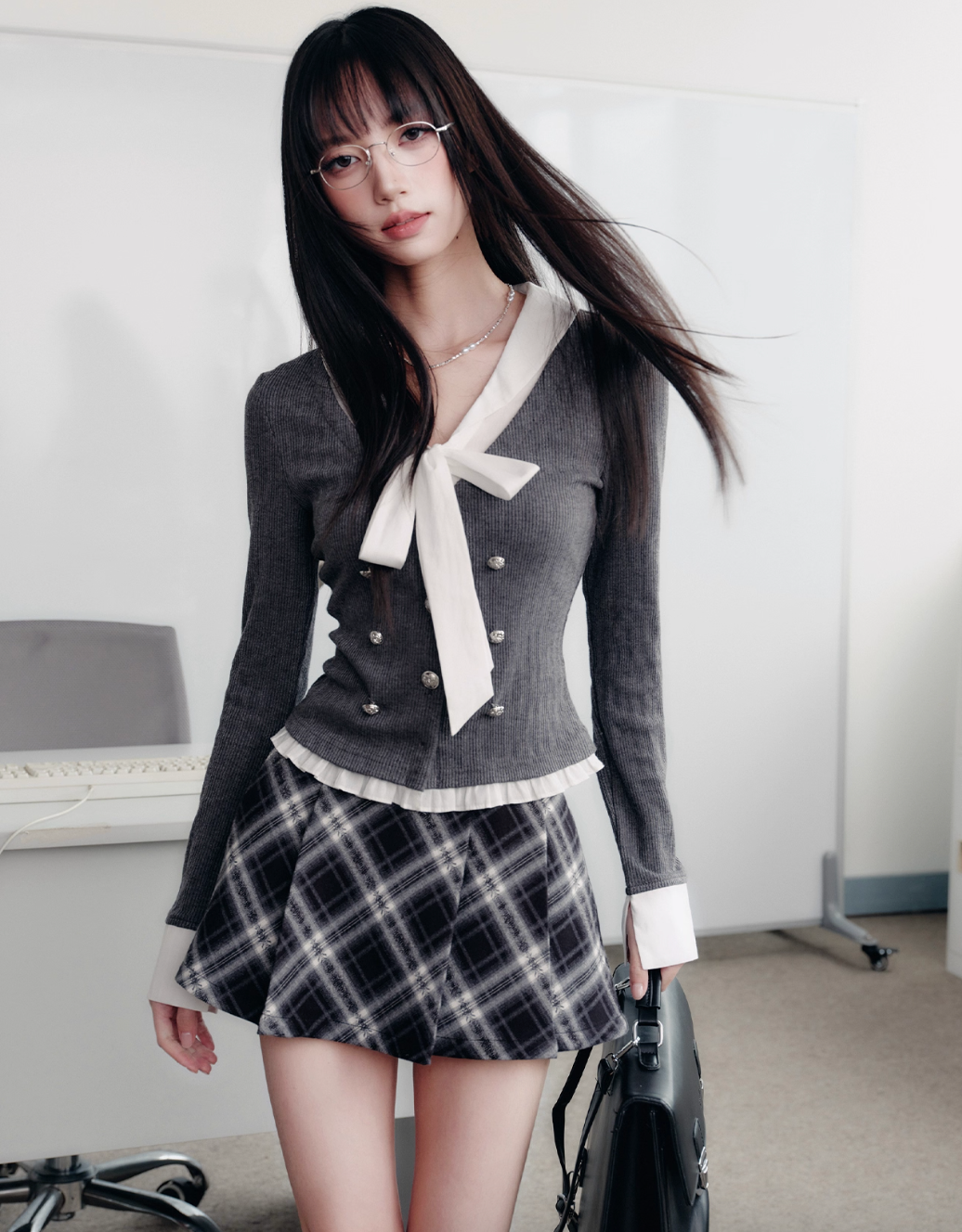 PREPPY BOW KNIT LAYERED SET