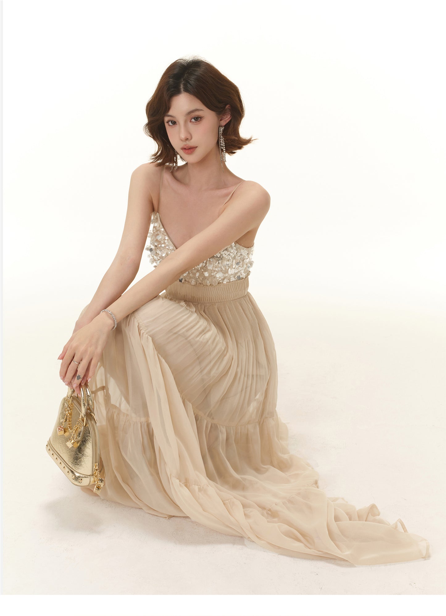 FRENCH LIGHT LUXURY SEQUINED BEADED DRESS