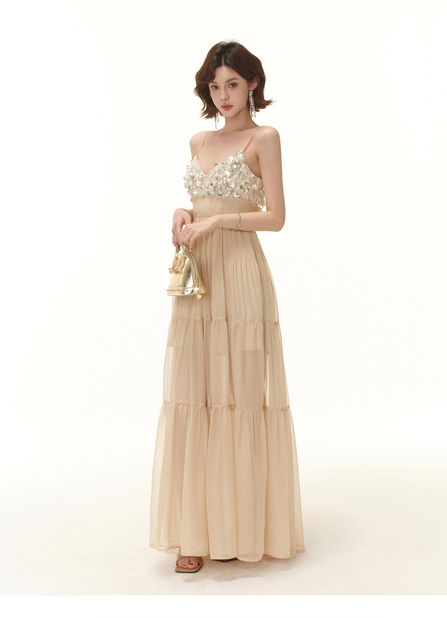 FRENCH LIGHT LUXURY SEQUINED BEADED DRESS