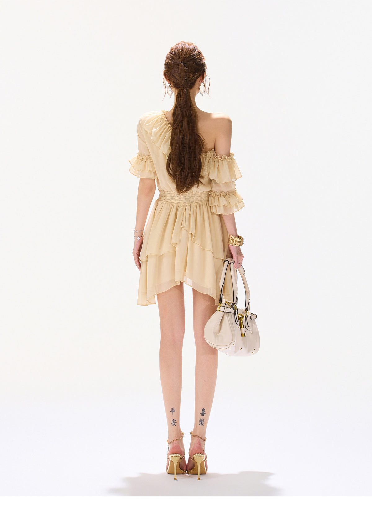 VINTAGE BEADED CHIFFON MINI DRESS
