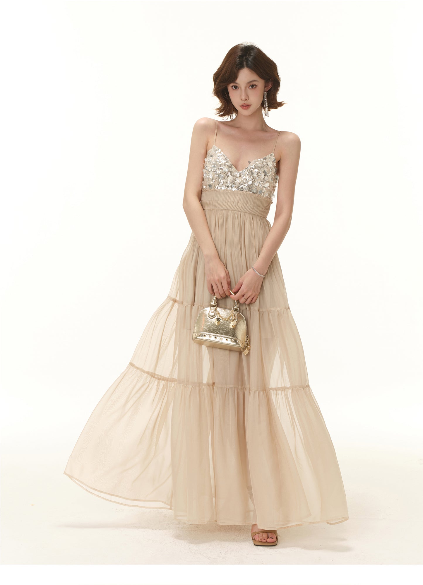 FRENCH LIGHT LUXURY SEQUINED BEADED DRESS