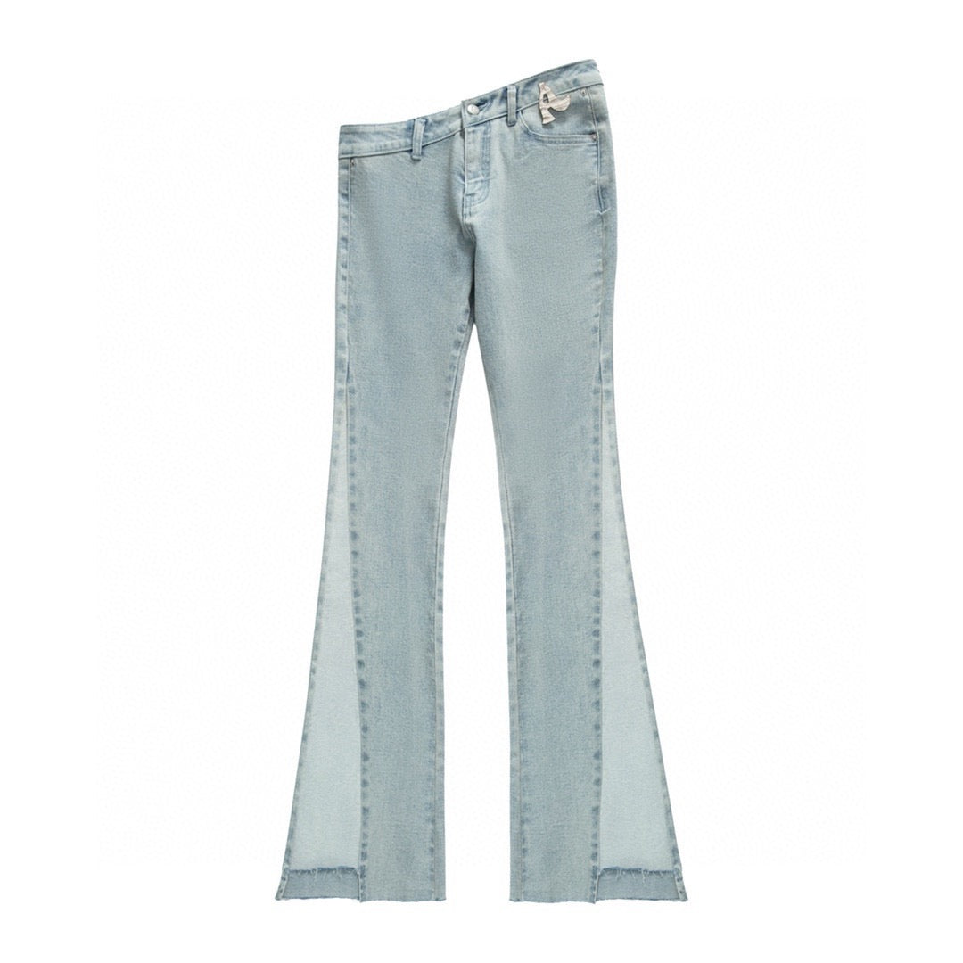 PATCH WORK BOOT CUT DENIM BLUE/BLACK