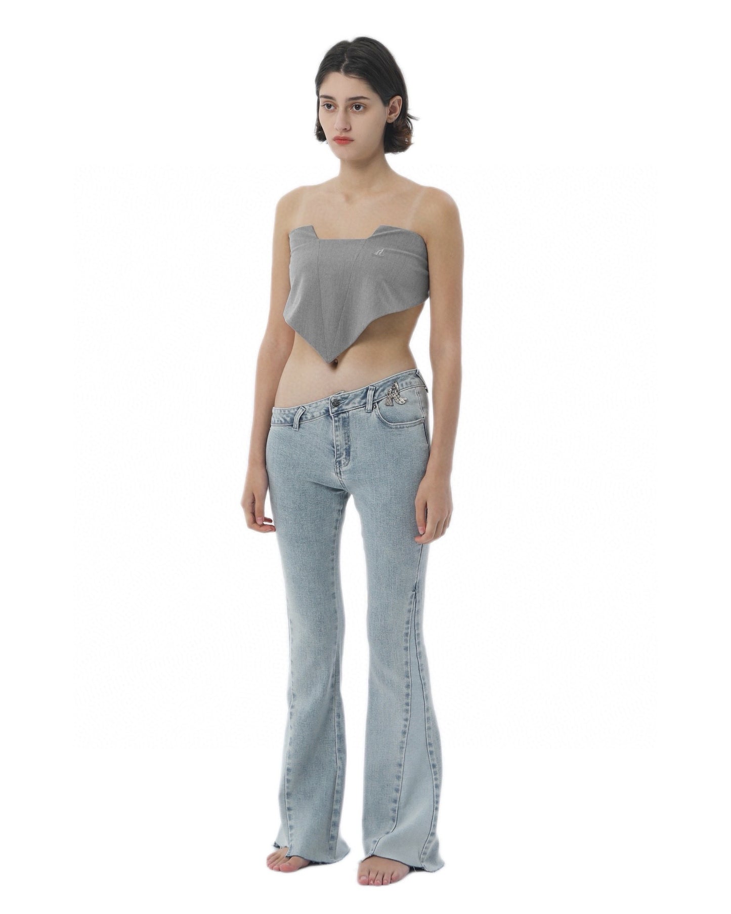 PATCH WORK BOOT CUT DENIM BLUE/BLACK