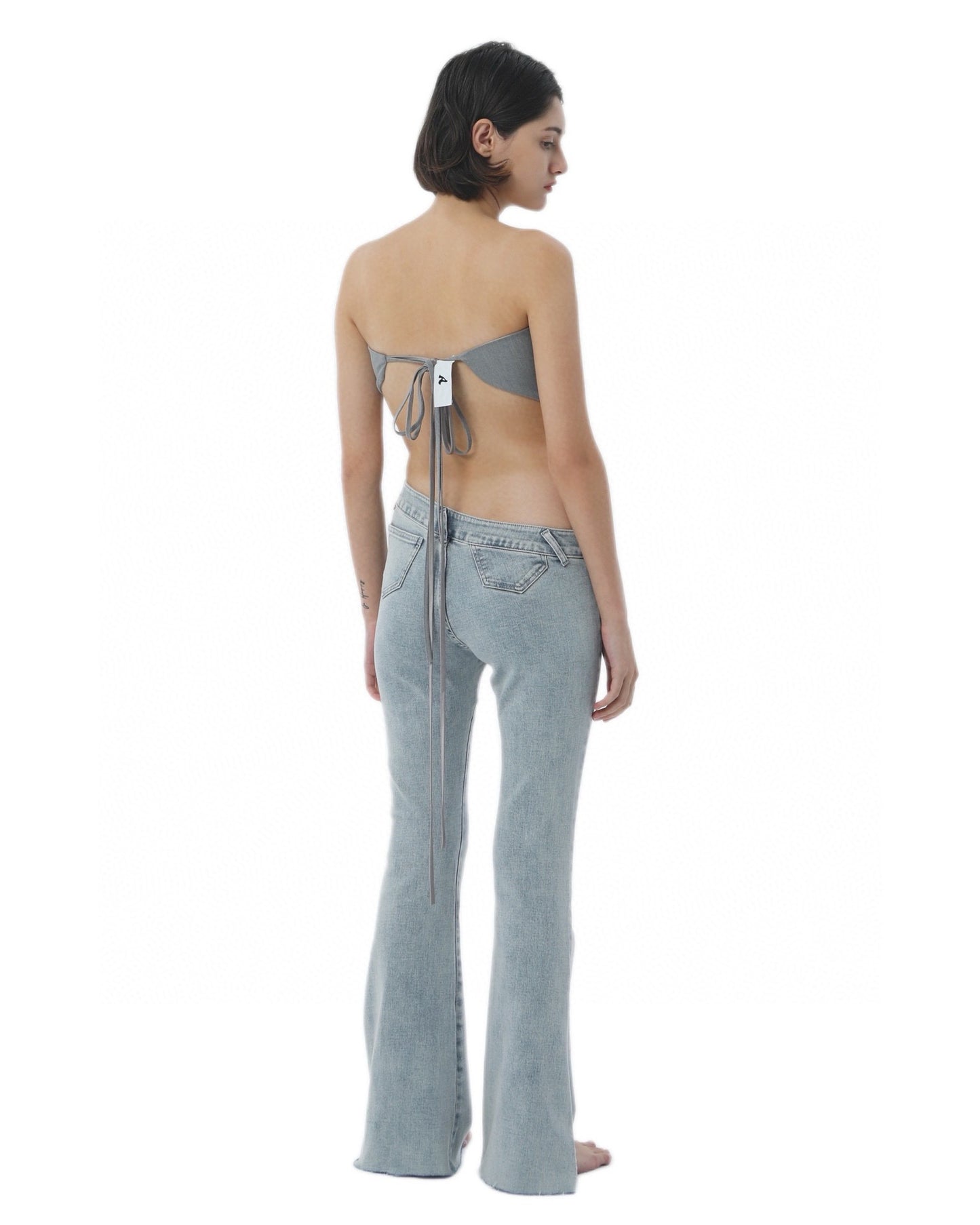 PATCH WORK BOOT CUT DENIM BLUE/BLACK