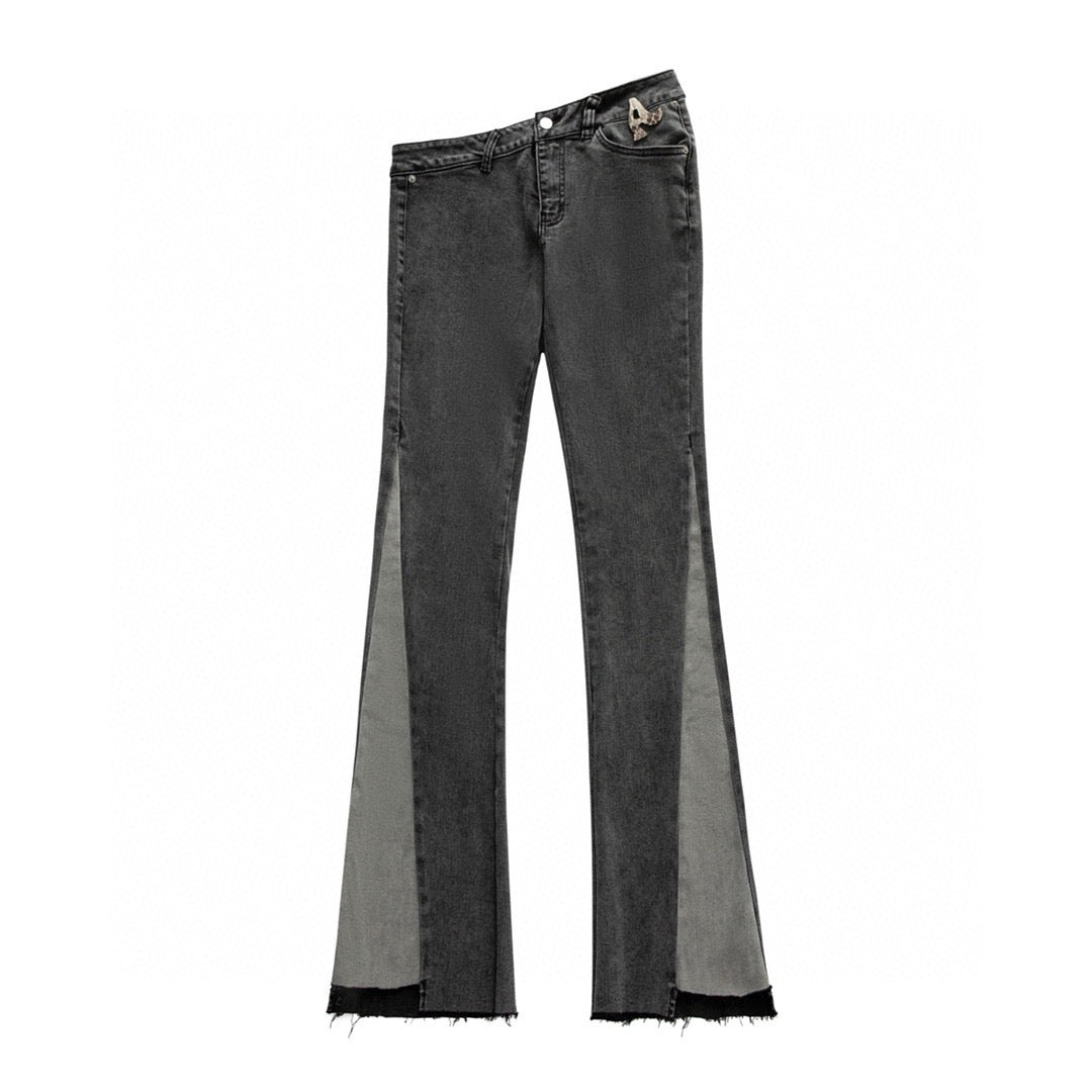 PATCH WORK BOOT CUT DENIM BLUE/BLACK