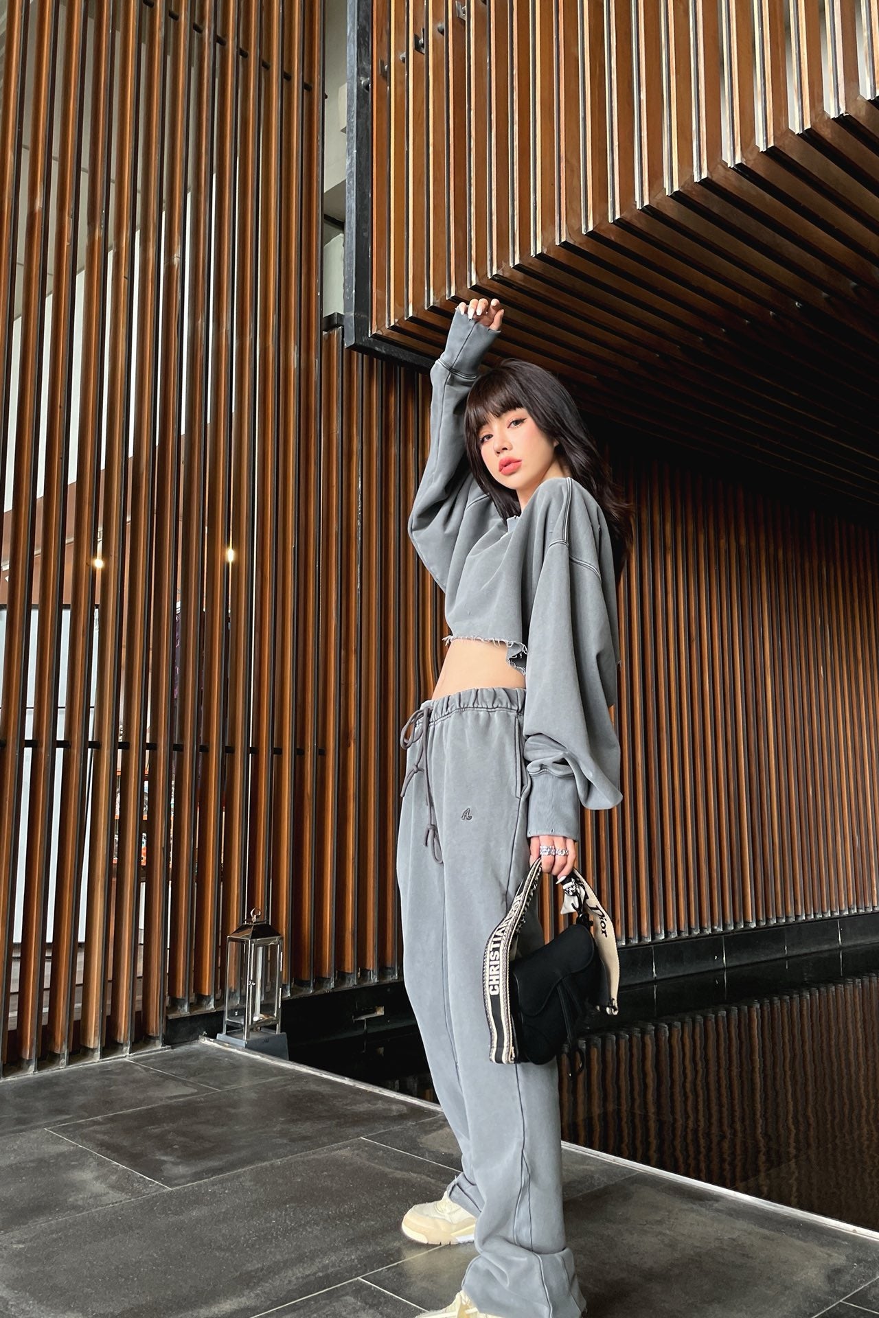 PEARL CROPPED SWEAT SET UP