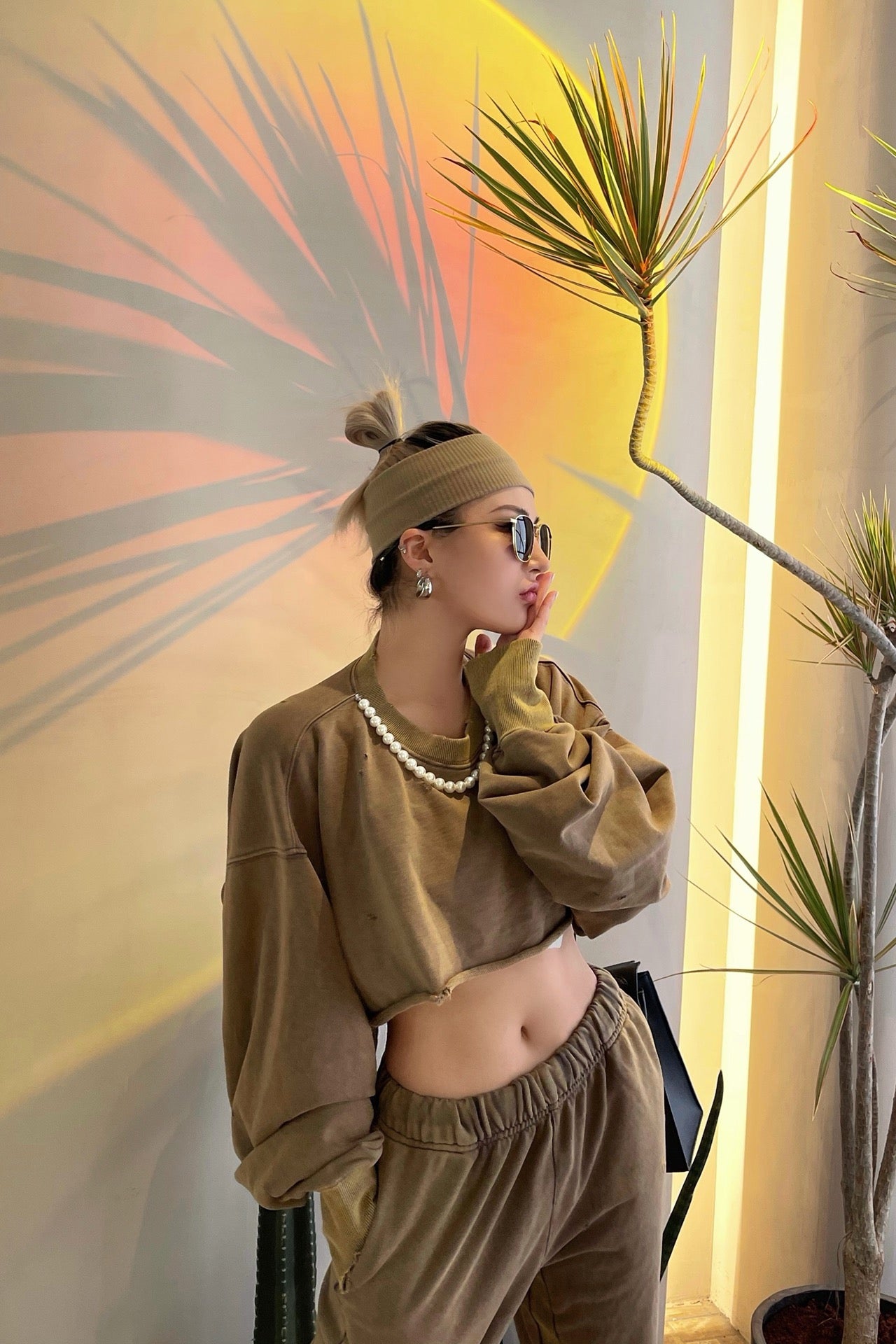 PEARL CROPPED SWEAT SET UP