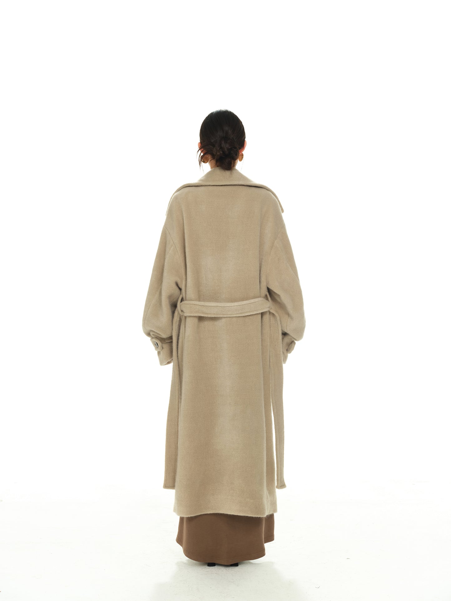 MILK TEA LAPEL WOOLEN COAT