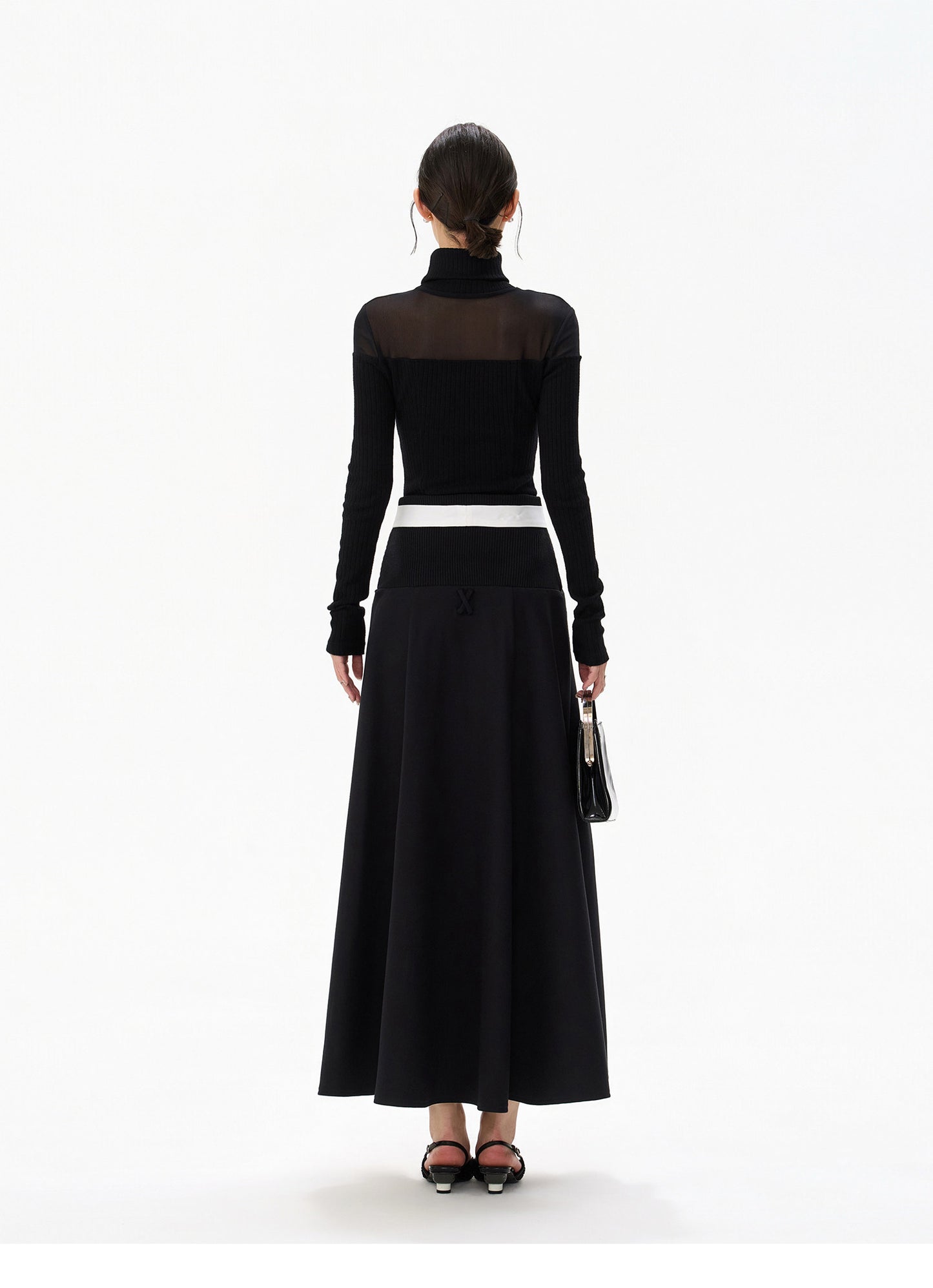 SHEER KNIT & BELTED SKIRT SET