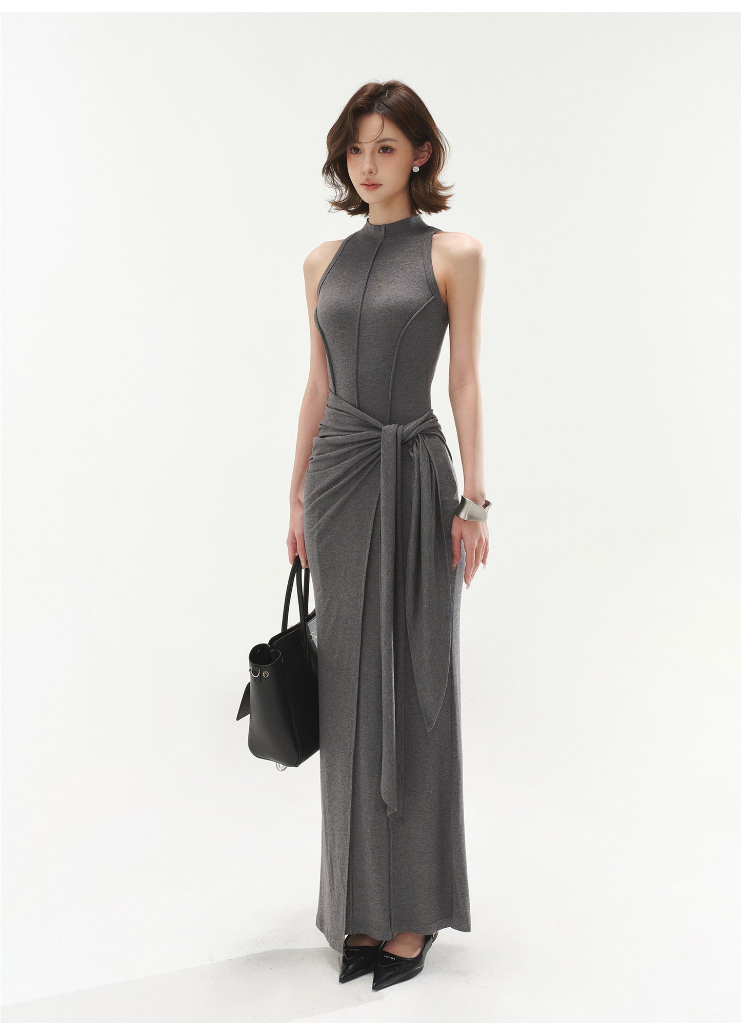 HIGH-GRADE GREY MODAL SLIM DRESS