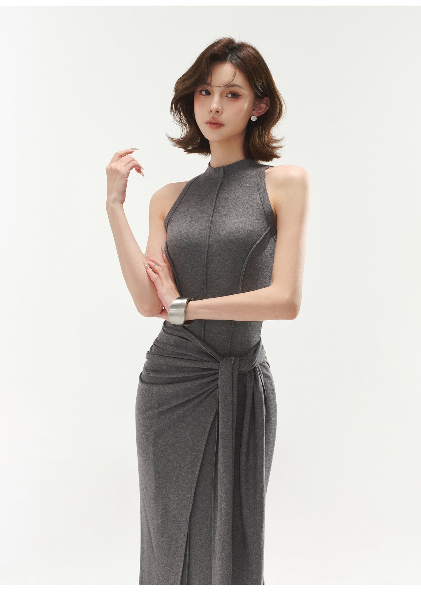 HIGH-GRADE GREY MODAL SLIM DRESS
