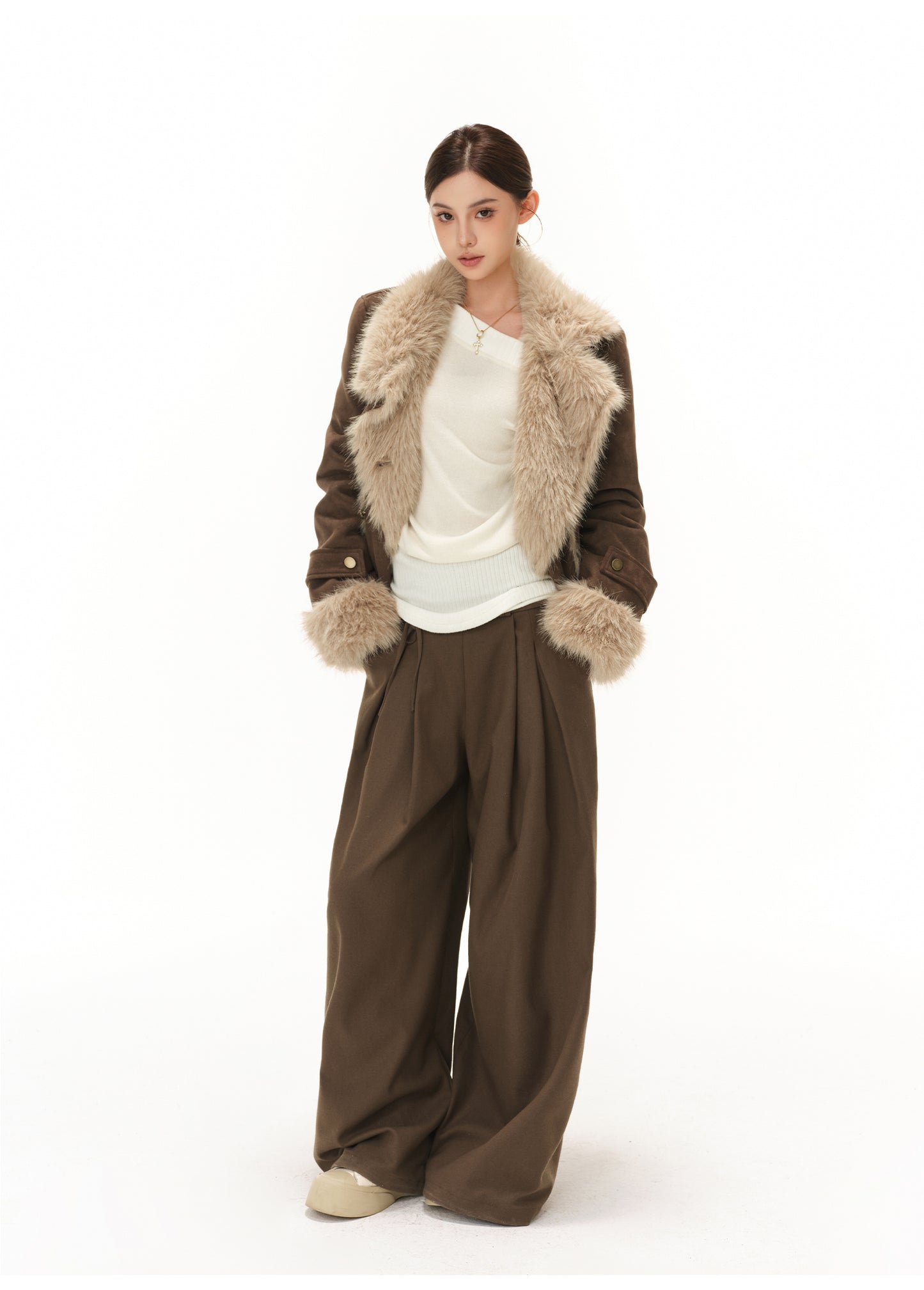 RETRO HIGH-END LARGE LAPEL PLUSH SUEDE JACKET