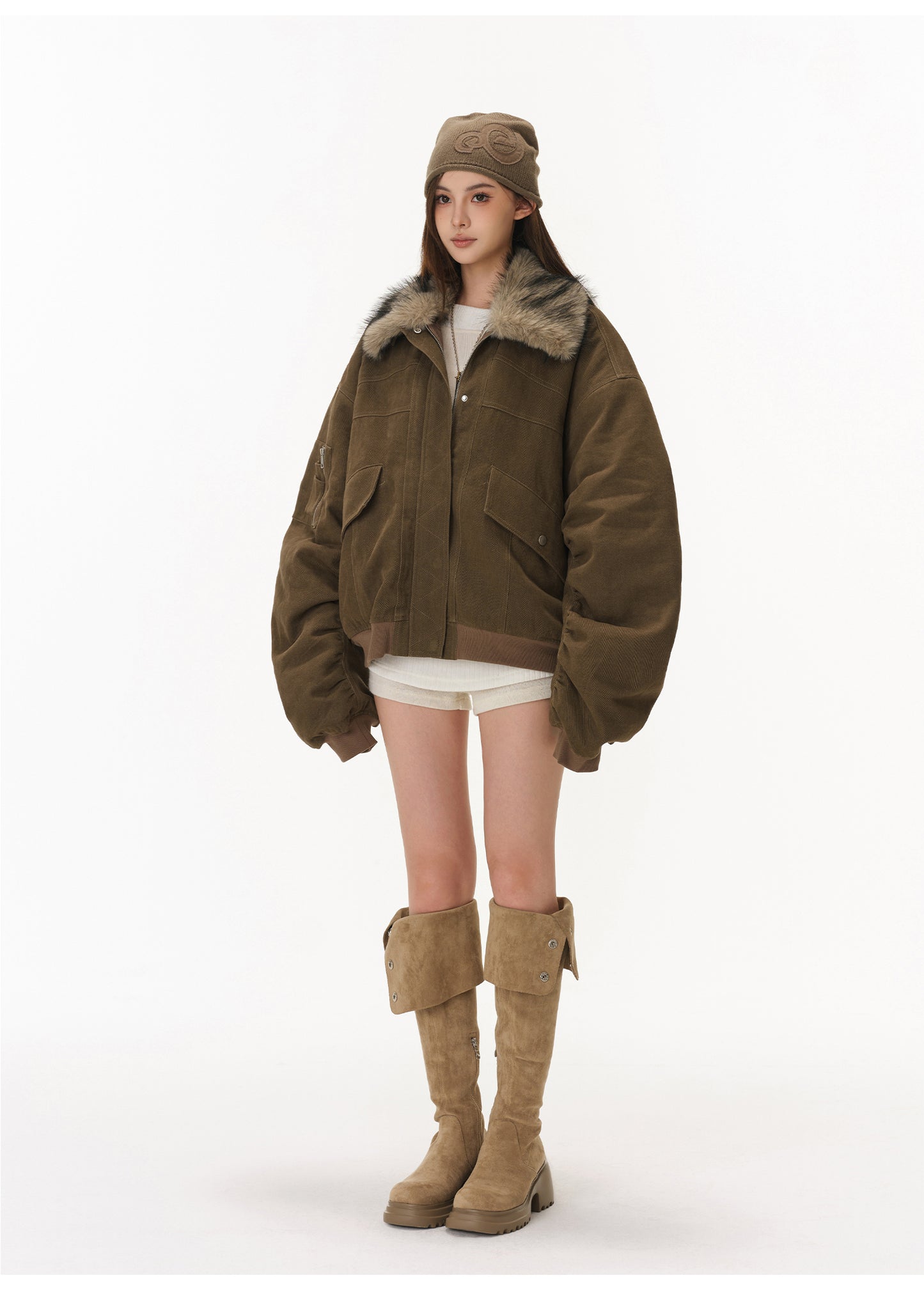 FUR COLLAR AMERICAN CASUAL JACKET