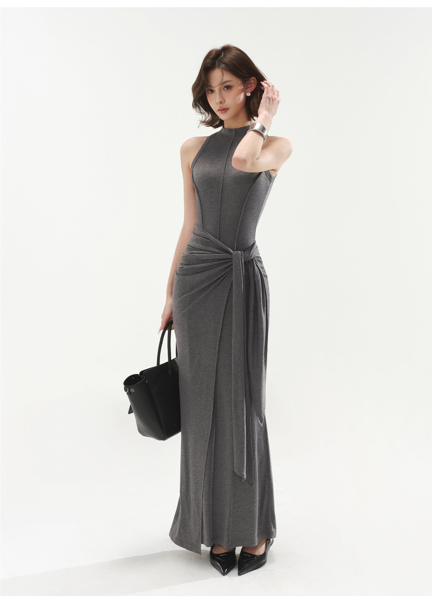 HIGH-GRADE GREY MODAL SLIM DRESS