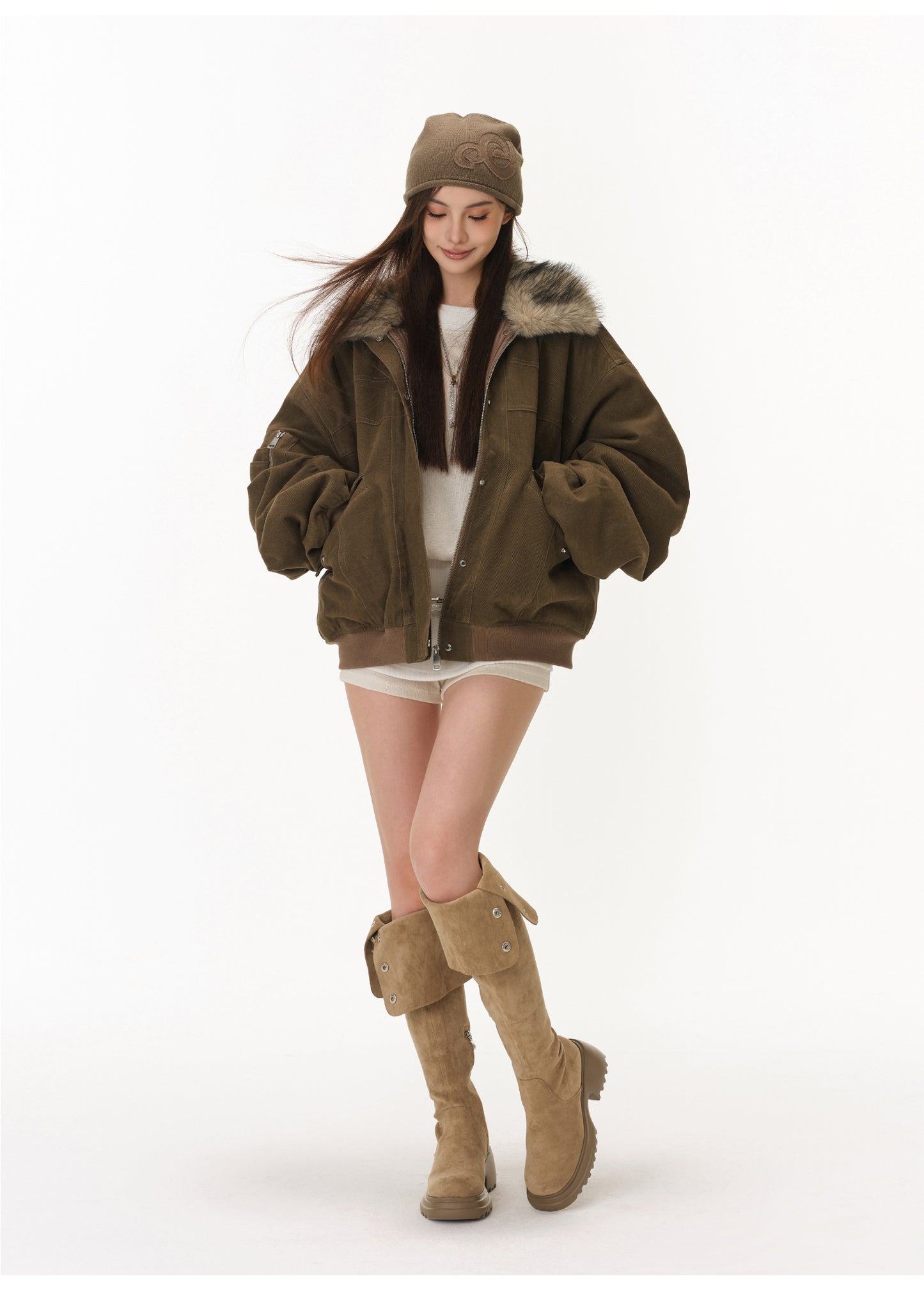 FUR COLLAR AMERICAN CASUAL JACKET