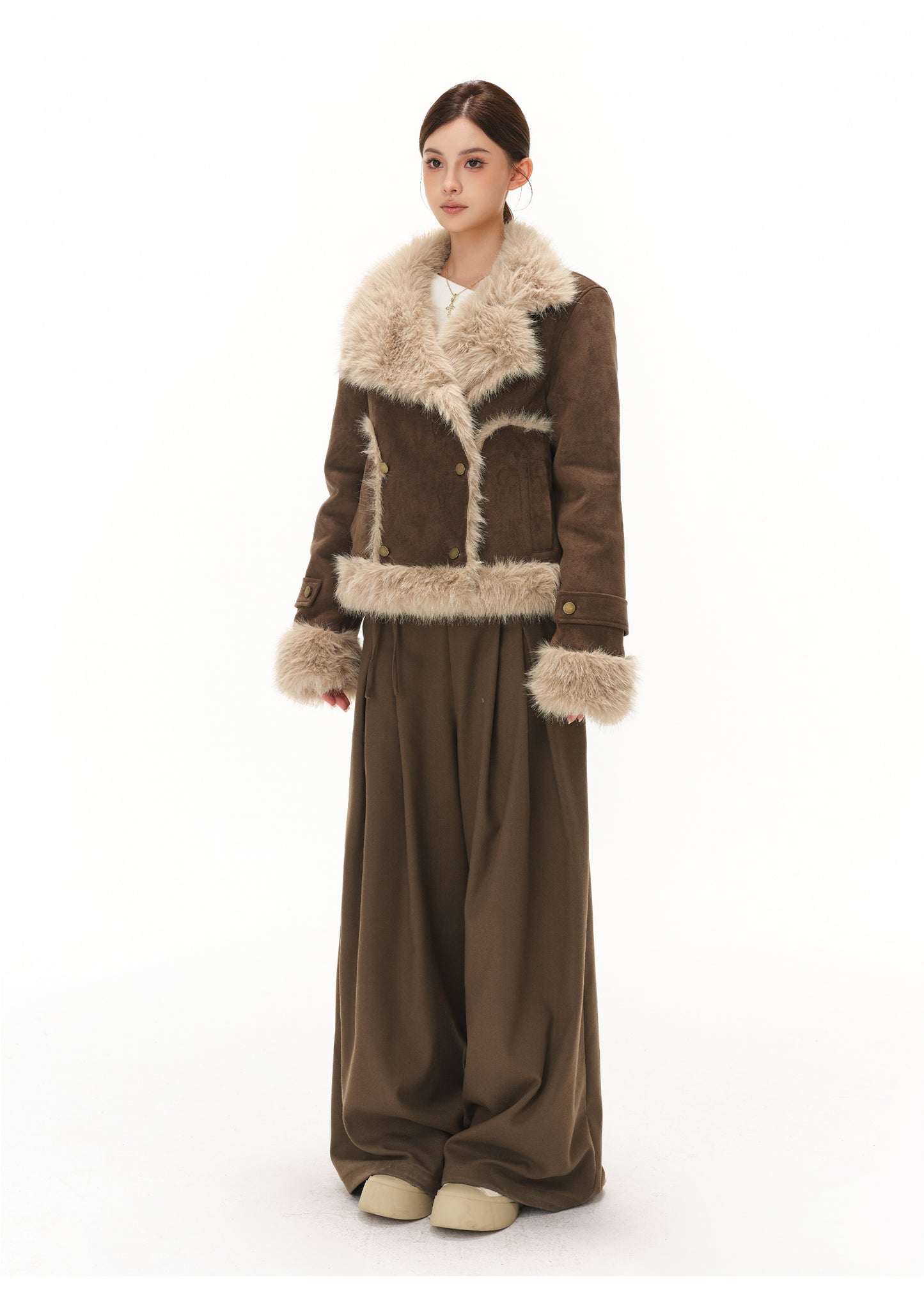 RETRO HIGH-END LARGE LAPEL PLUSH SUEDE JACKET