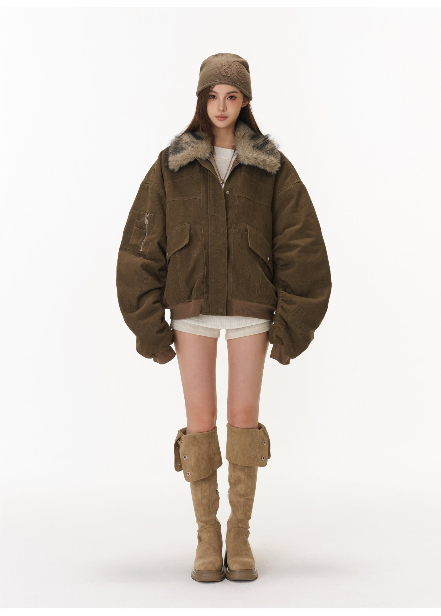 FUR COLLAR AMERICAN CASUAL JACKET