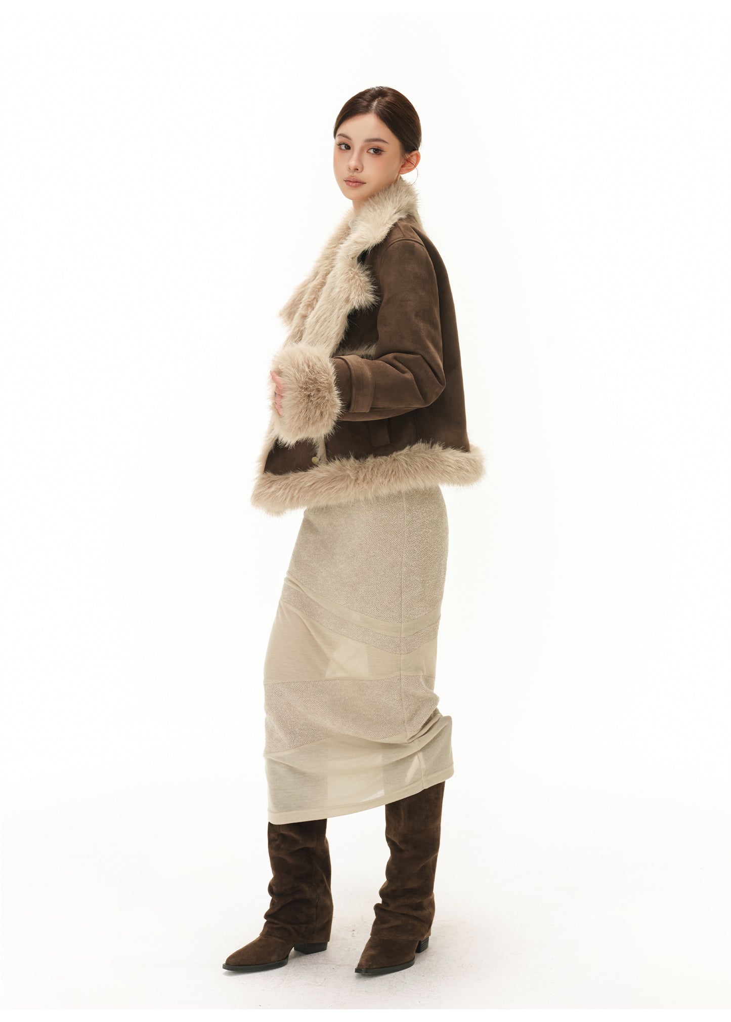 RETRO HIGH-END LARGE LAPEL PLUSH SUEDE JACKET