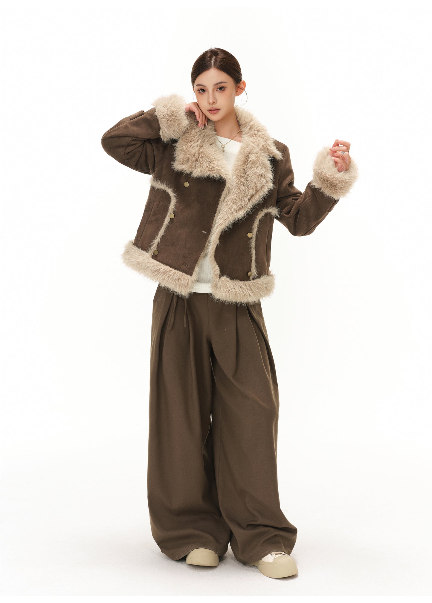 RETRO HIGH-END LARGE LAPEL PLUSH SUEDE JACKET