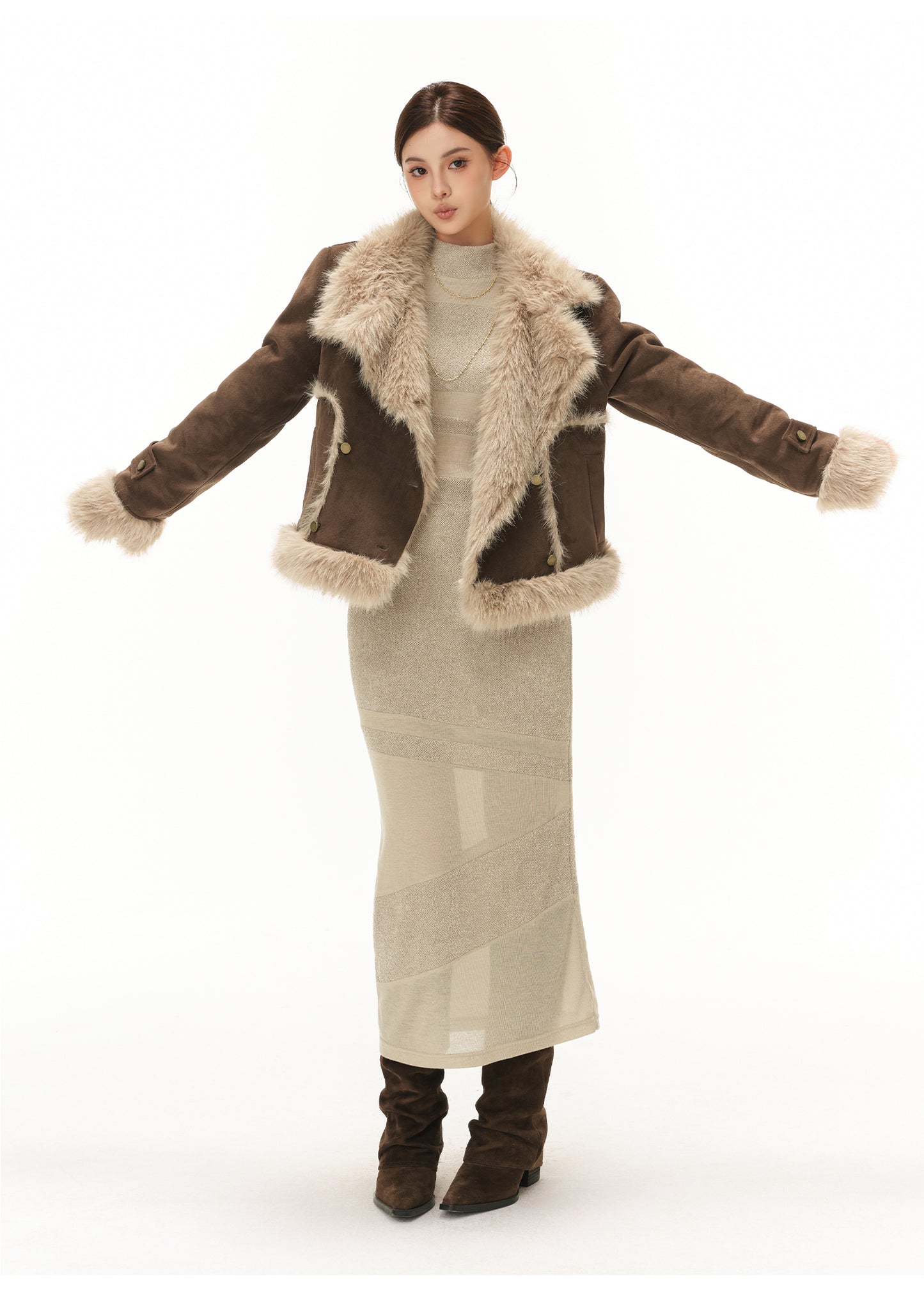RETRO HIGH-END LARGE LAPEL PLUSH SUEDE JACKET
