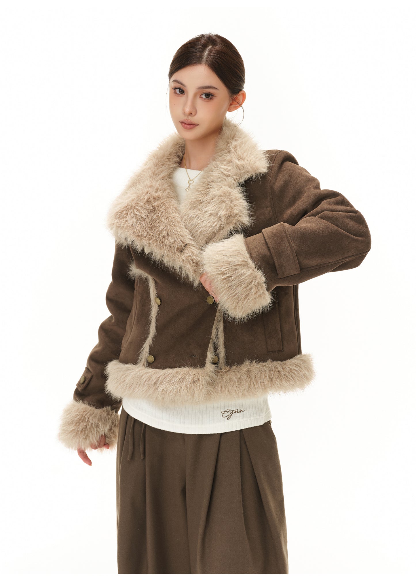 RETRO HIGH-END LARGE LAPEL PLUSH SUEDE JACKET