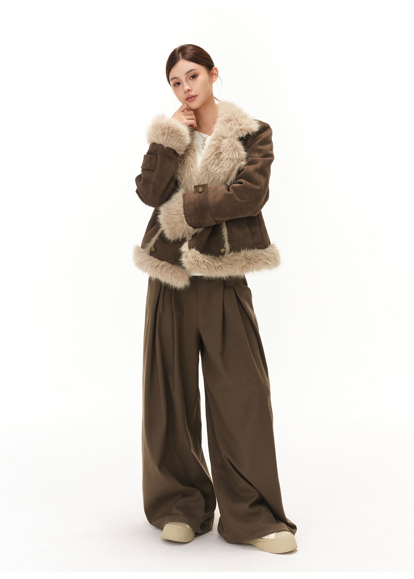 RETRO HIGH-END LARGE LAPEL PLUSH SUEDE JACKET