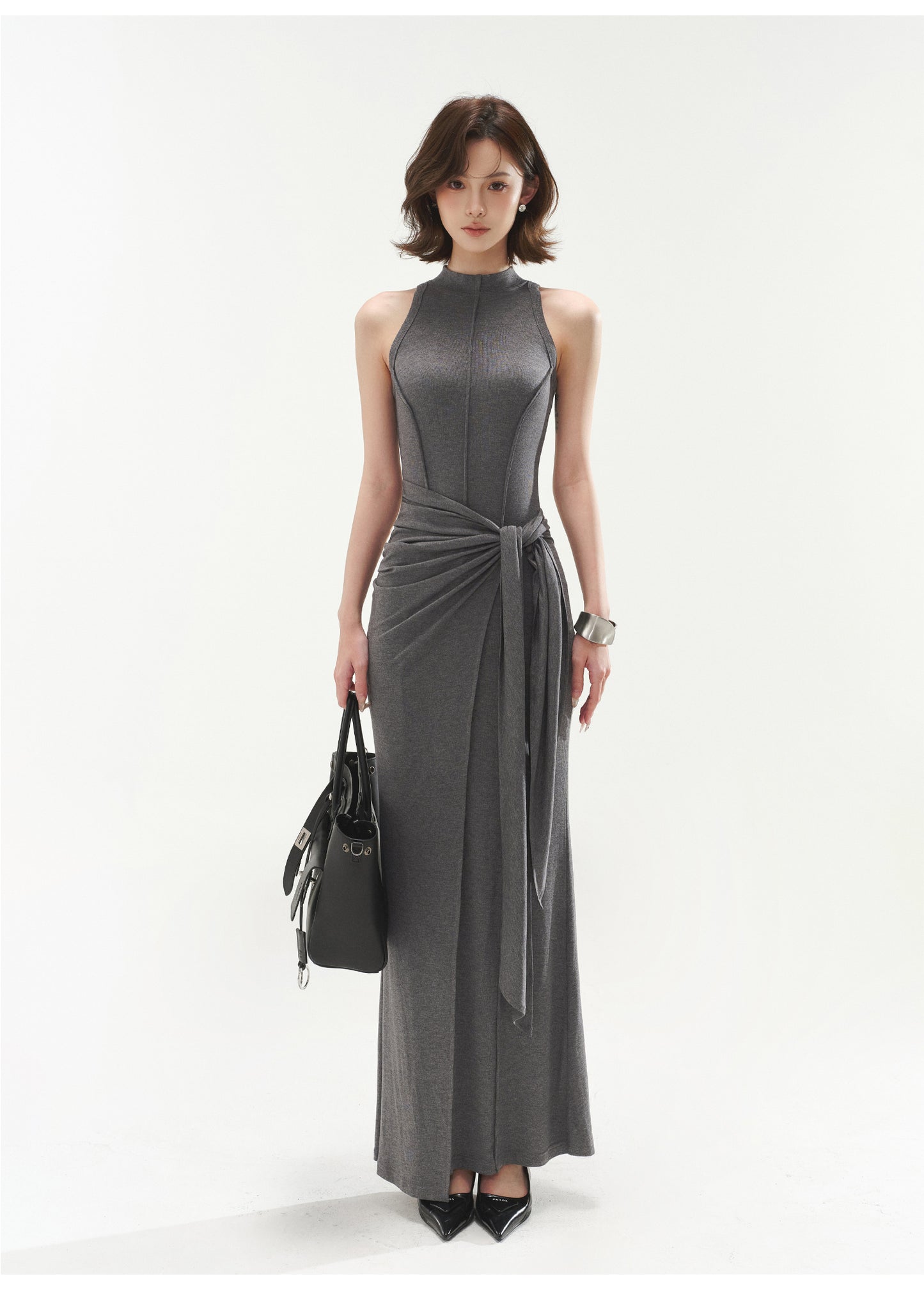 HIGH-GRADE GREY MODAL SLIM DRESS