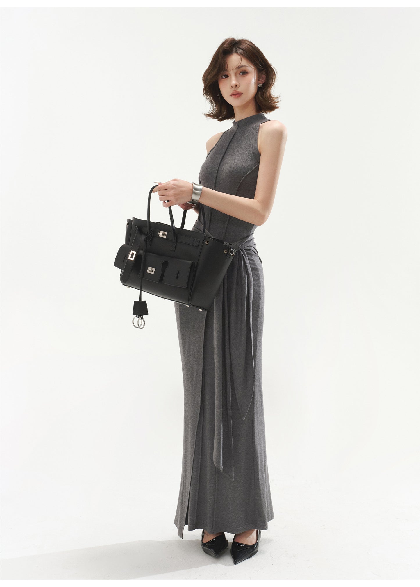 HIGH-GRADE GREY MODAL SLIM DRESS