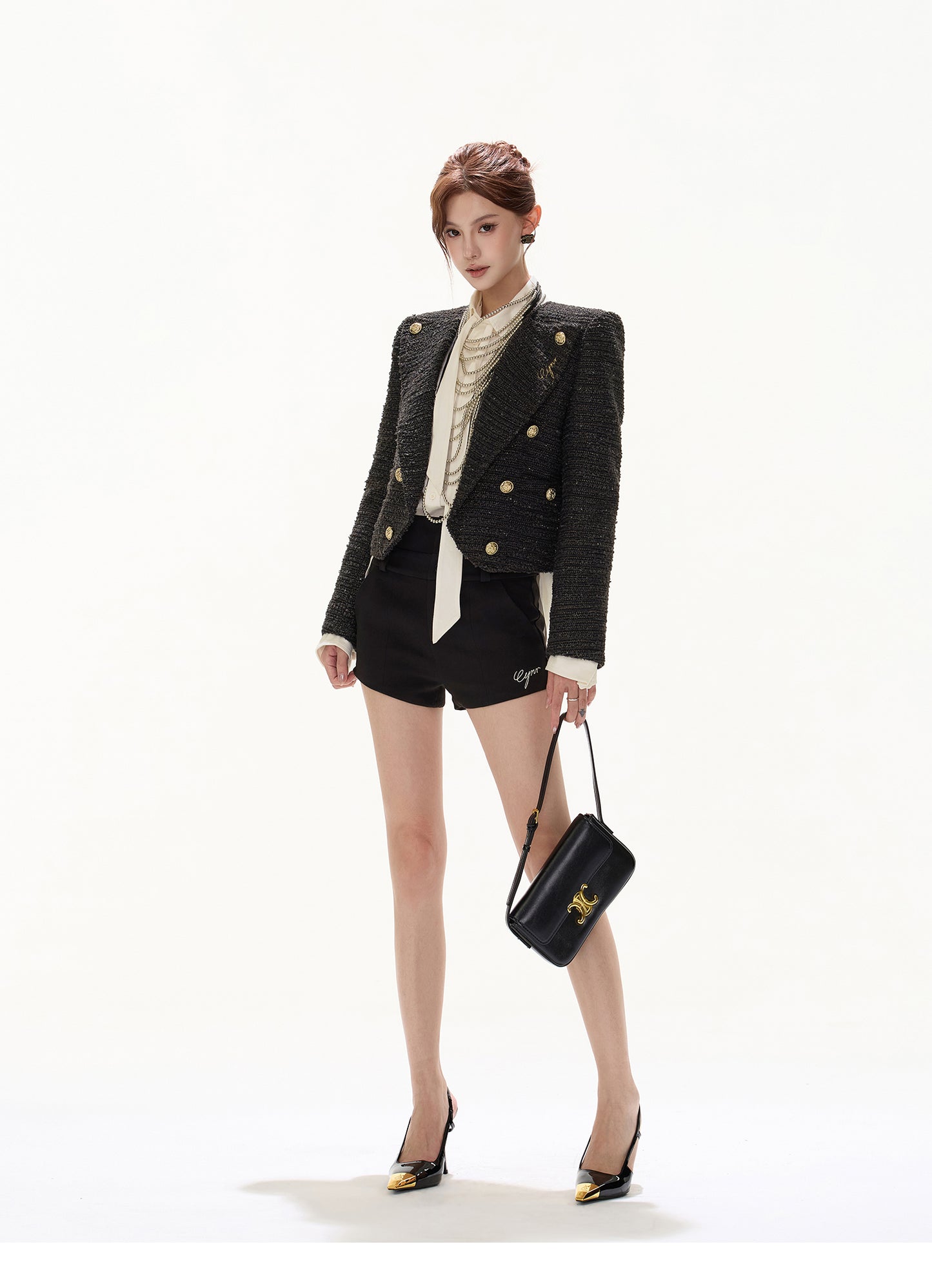 OLD MONEY AESTHETIC EMBROIDERED SLIM SHORT JACKET