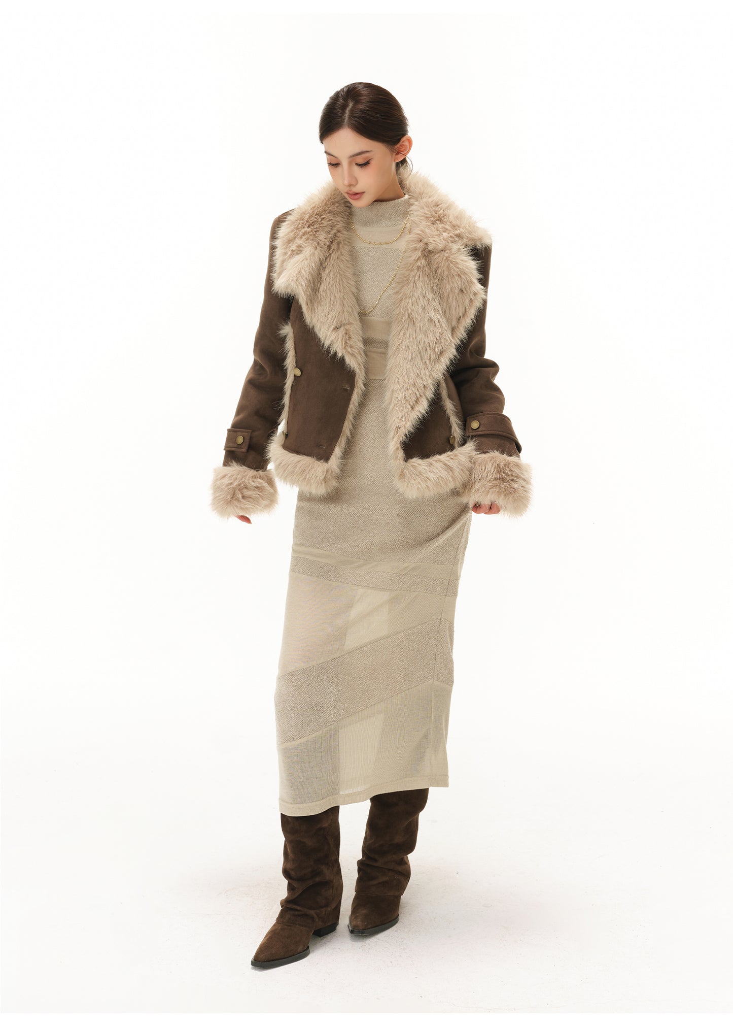 RETRO HIGH-END LARGE LAPEL PLUSH SUEDE JACKET