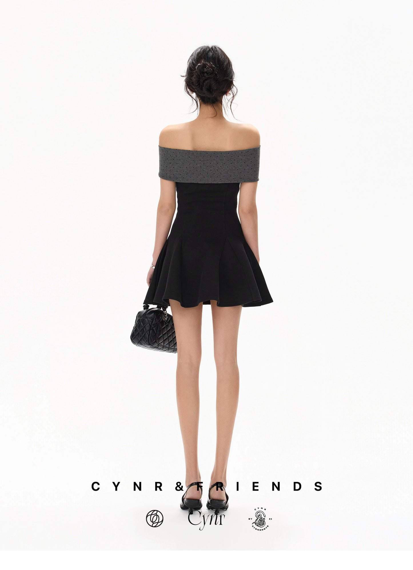 【日本在庫 】OFF SHOULDER POLKA DOT DRESS