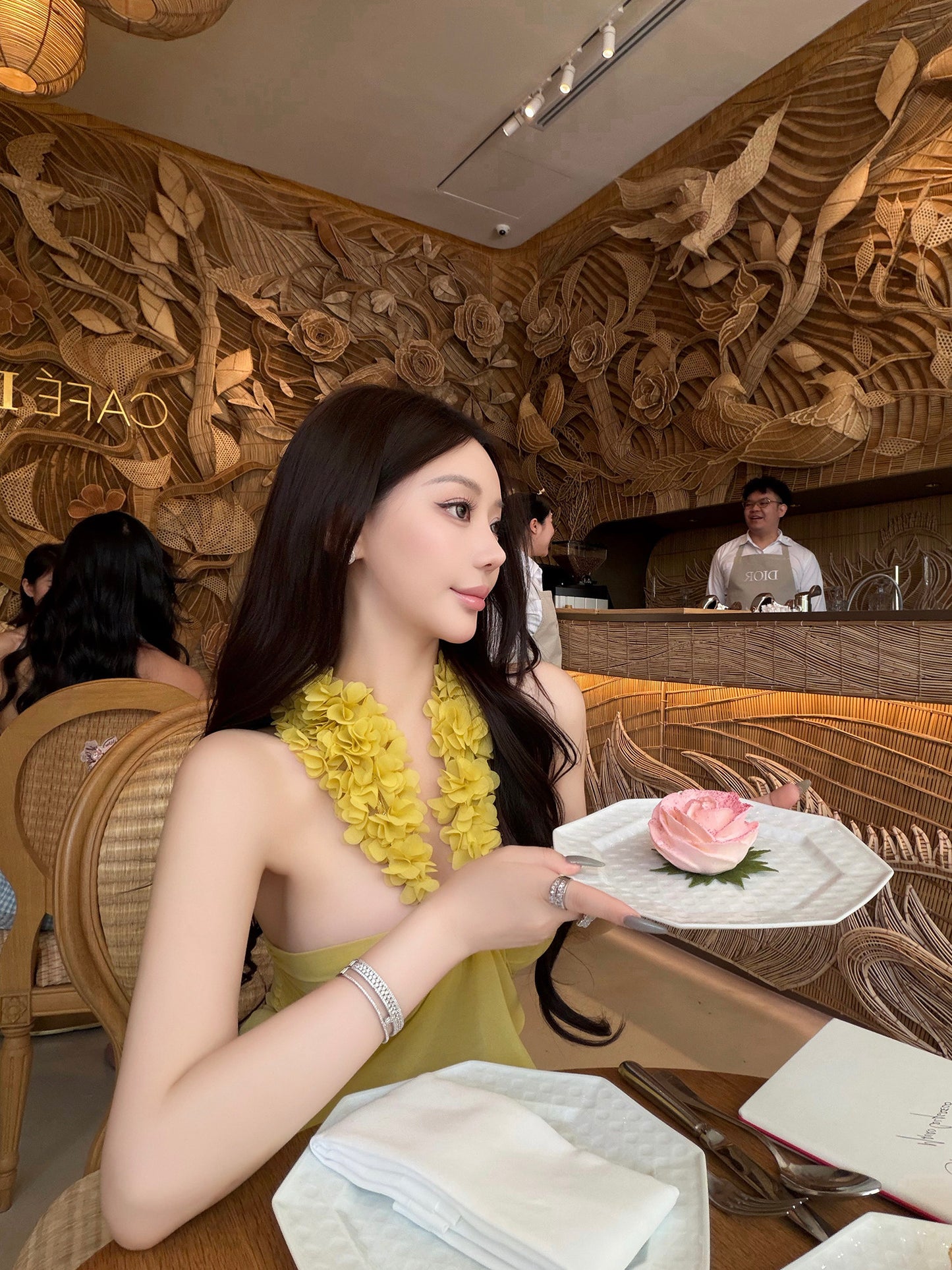 LEMON HALTER RUCHED MINI DRESS