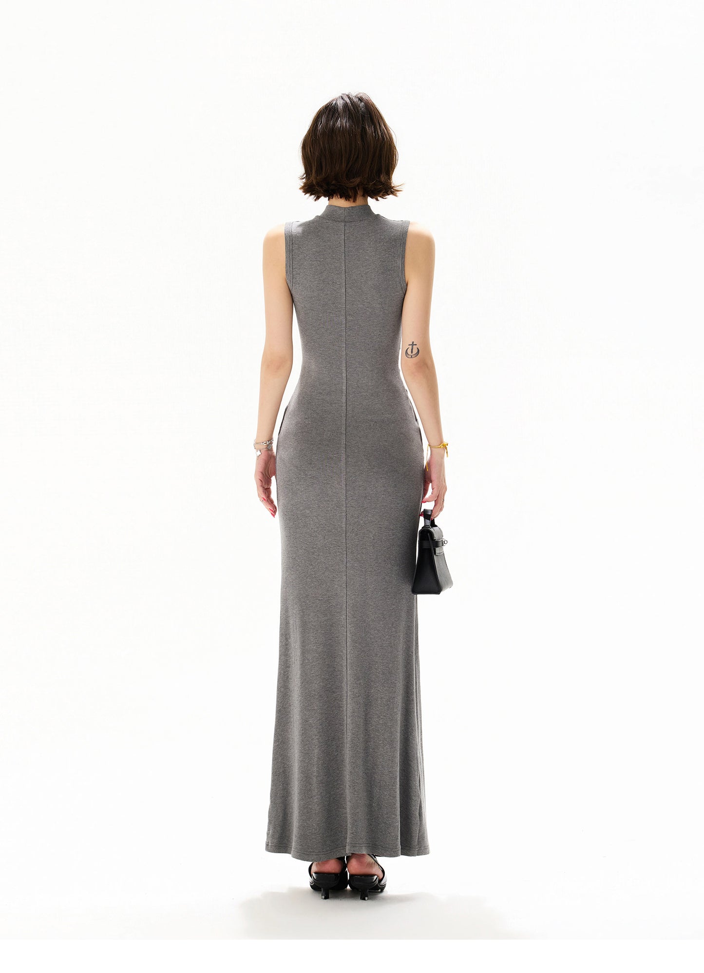 【日本在庫 】PLEATS SLIM KNIT DRESS