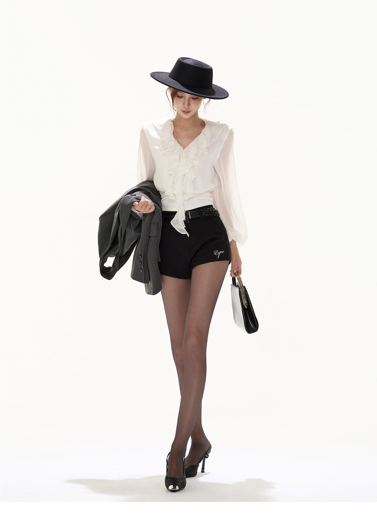 ELEGANT STRETCHED OUT COLLAR BLOUSE