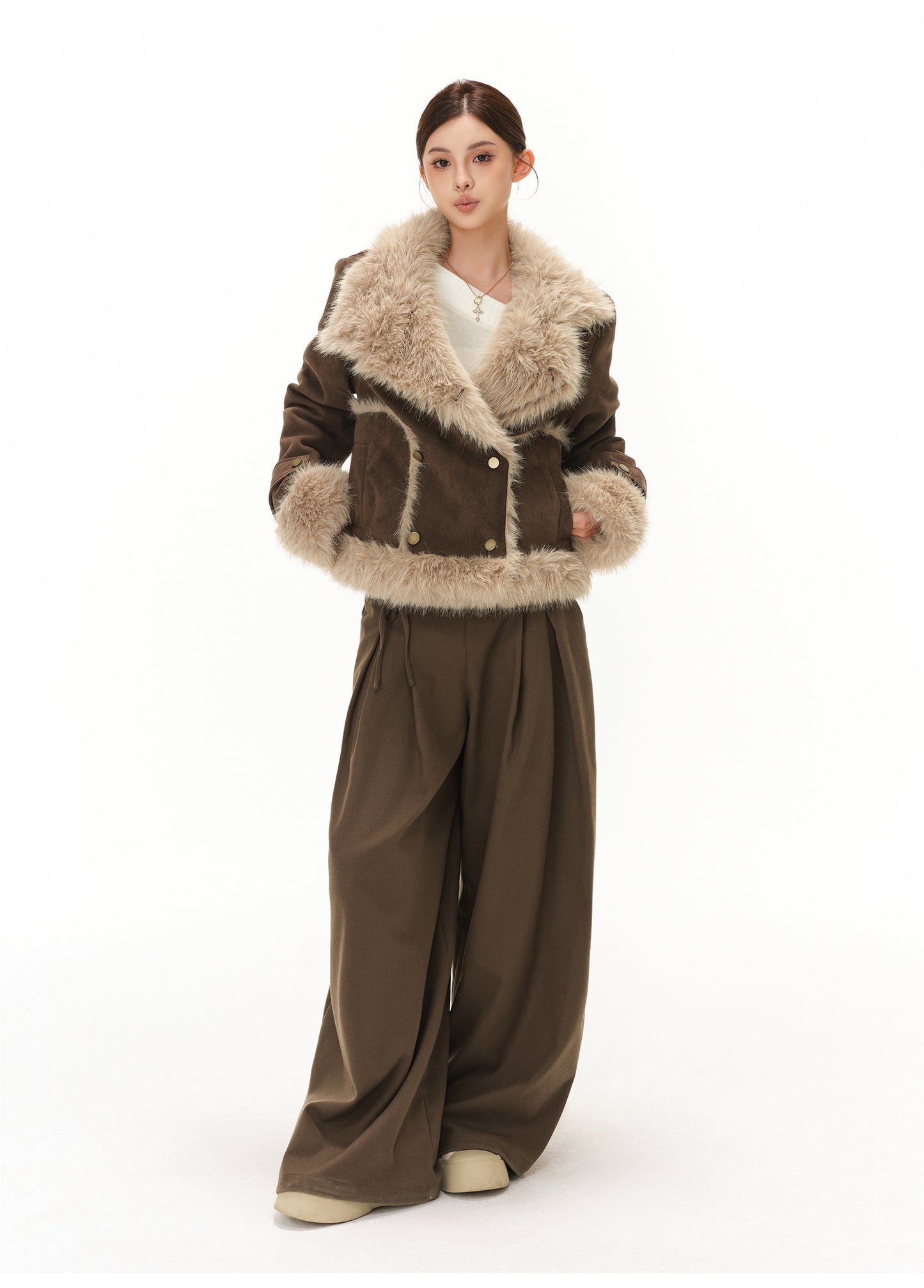 RETRO HIGH-END LARGE LAPEL PLUSH SUEDE JACKET