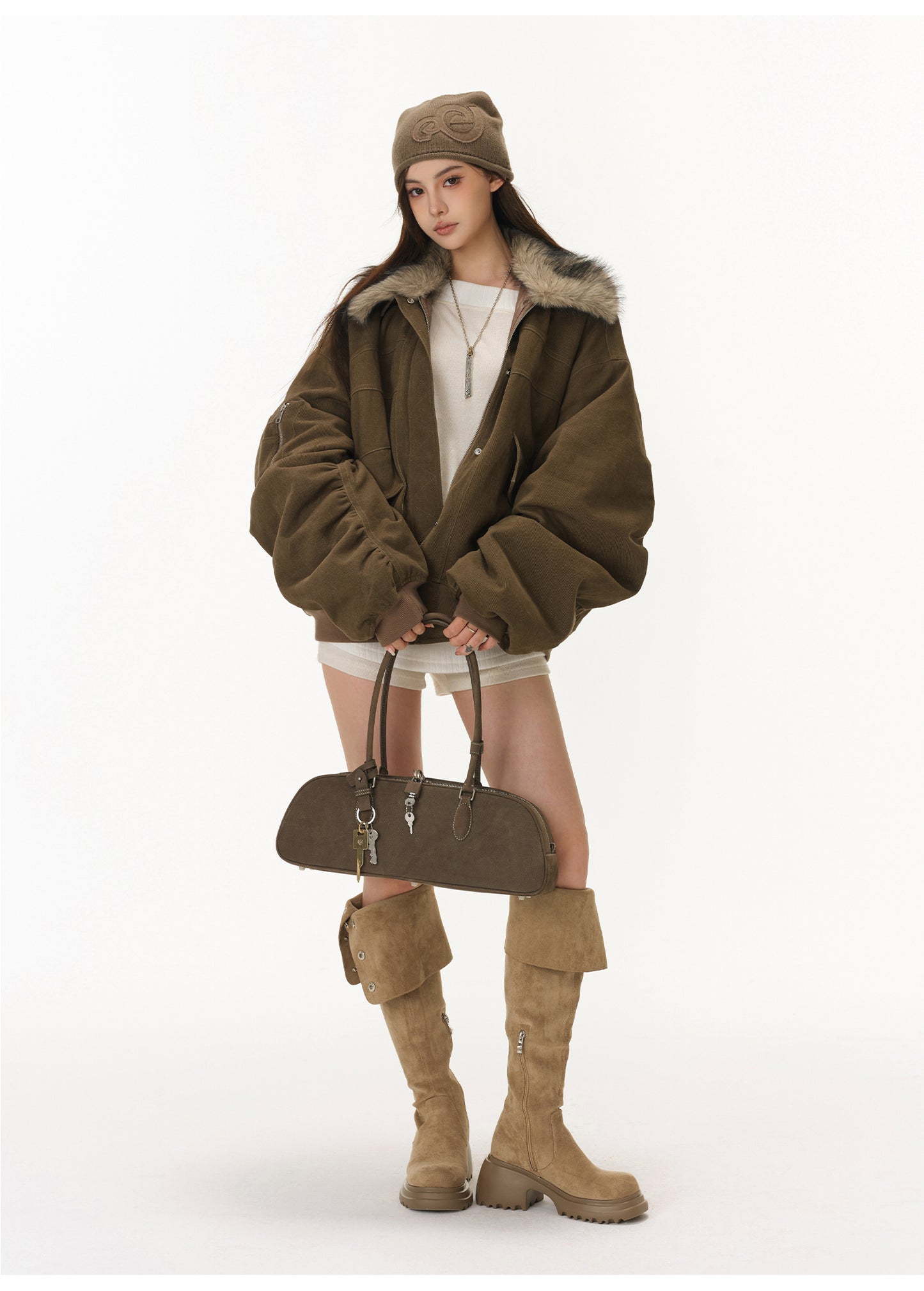 FUR COLLAR AMERICAN CASUAL JACKET