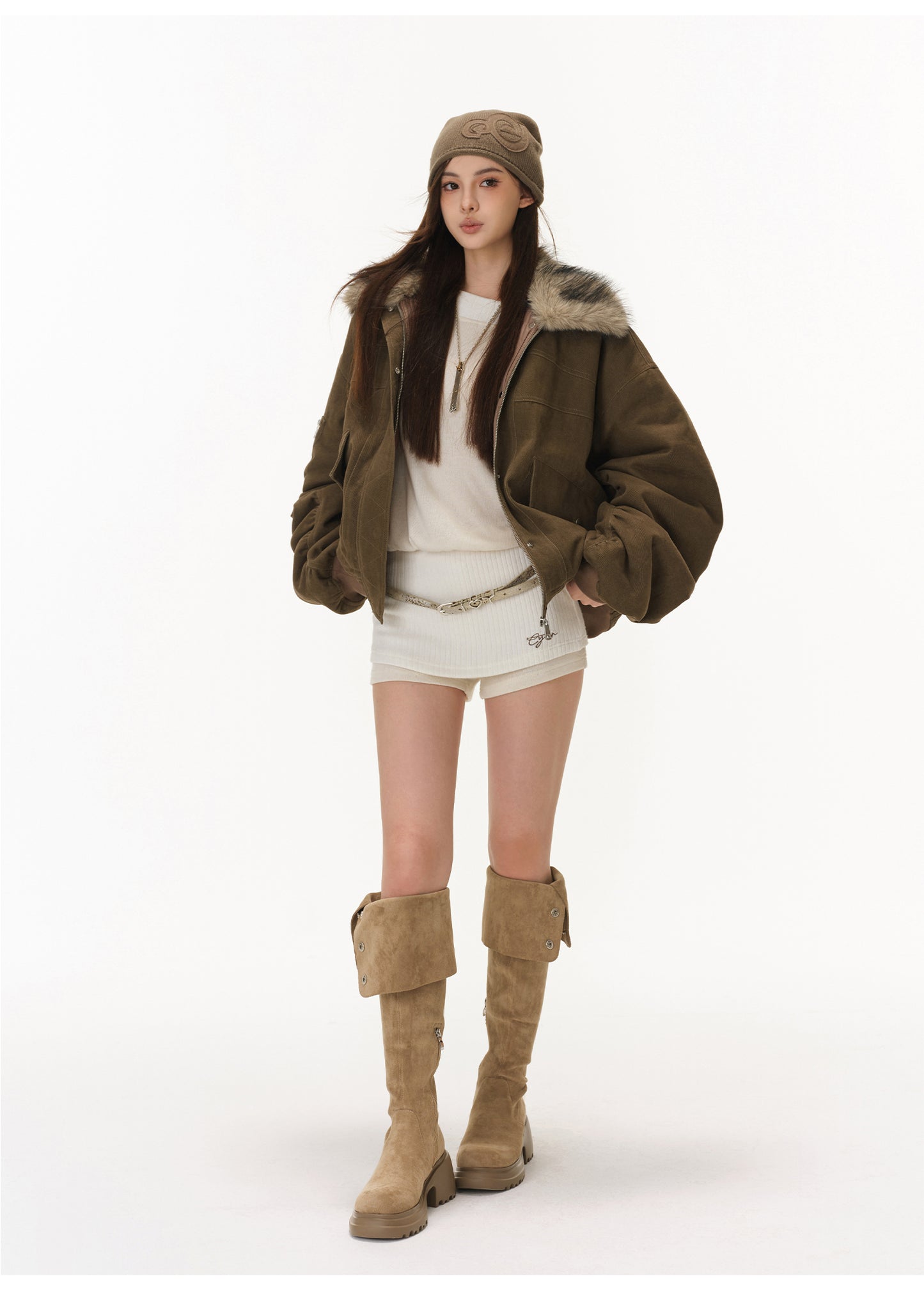 FUR COLLAR AMERICAN CASUAL JACKET