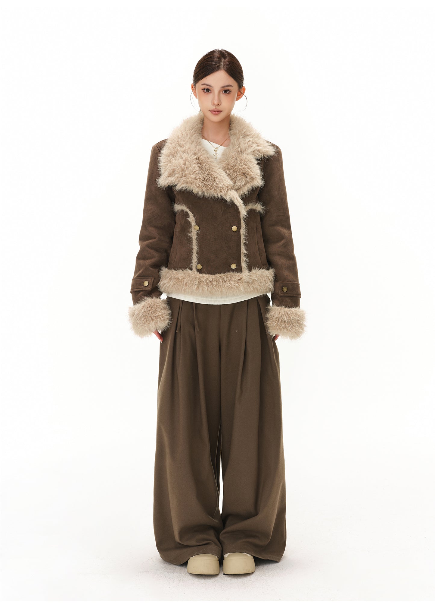 RETRO HIGH-END LARGE LAPEL PLUSH SUEDE JACKET