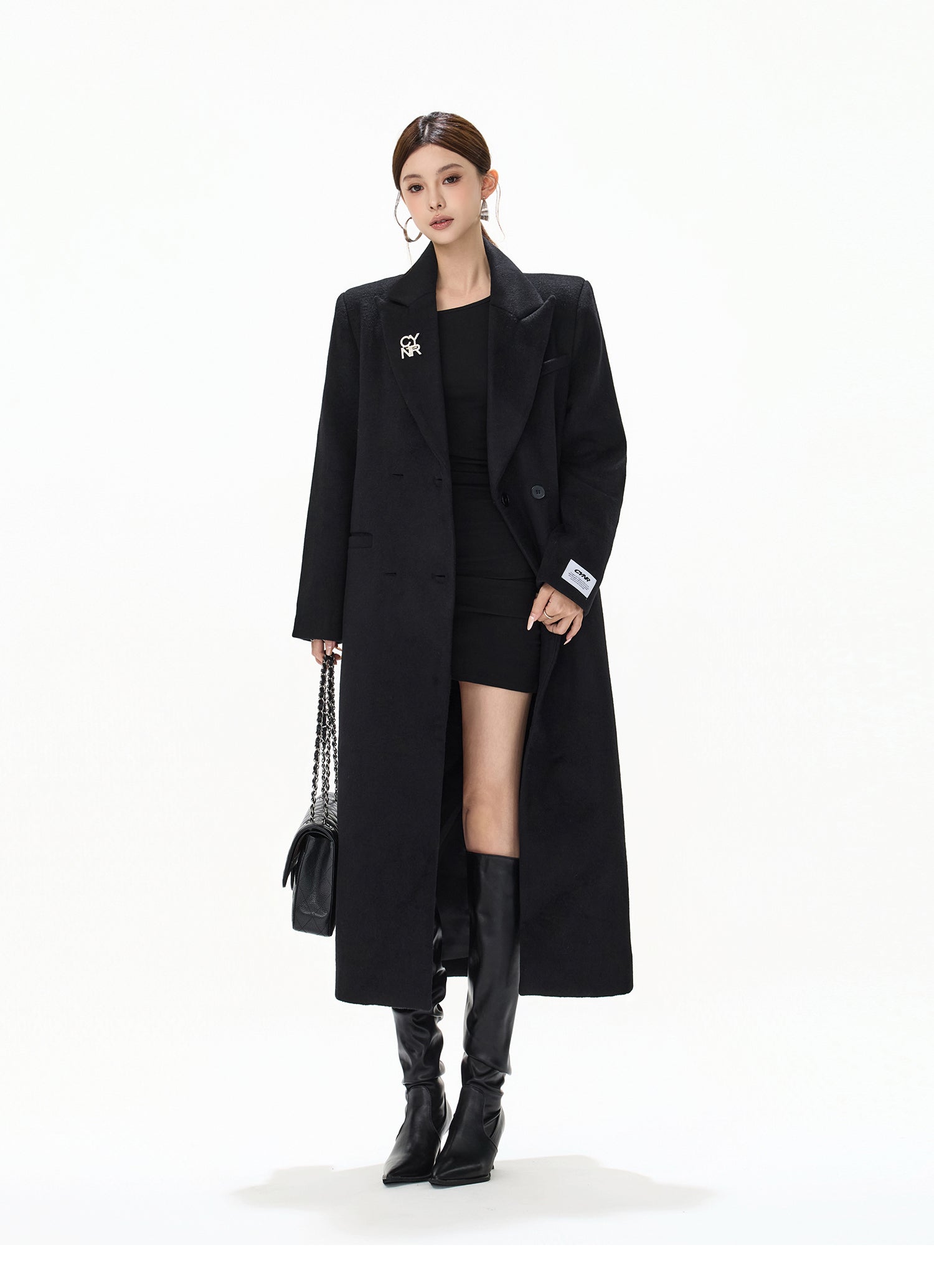 RHINESTONE WOOL OVERSIZED COAT – BIBIDO