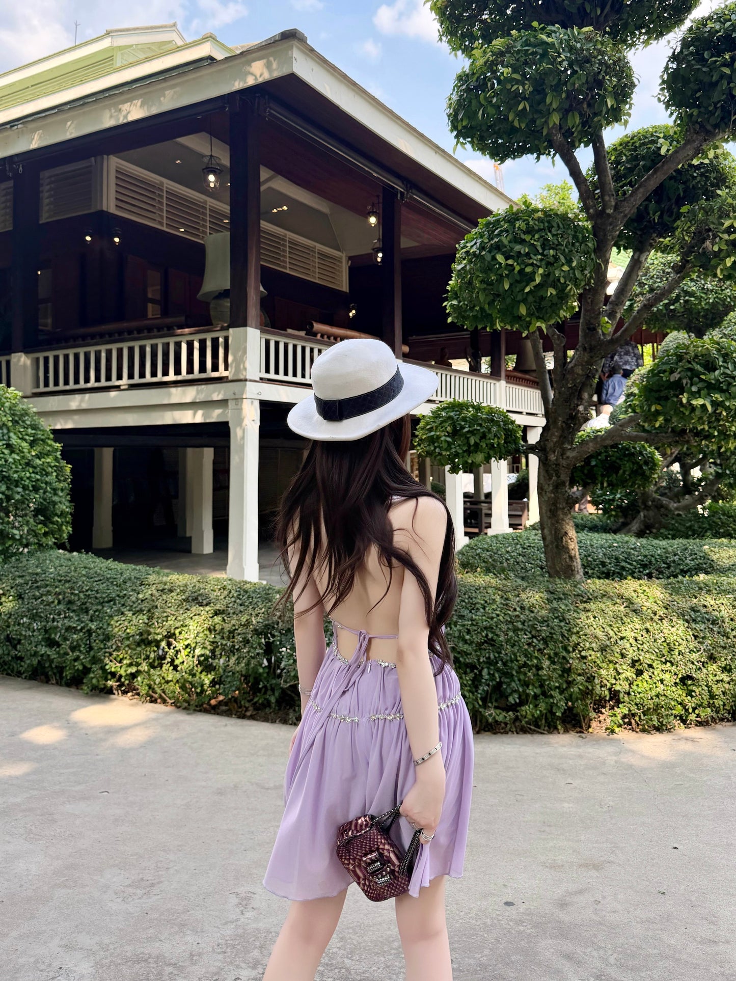 【日本在庫 】HALTER CHIFFON BACKLESS MINI DRESS