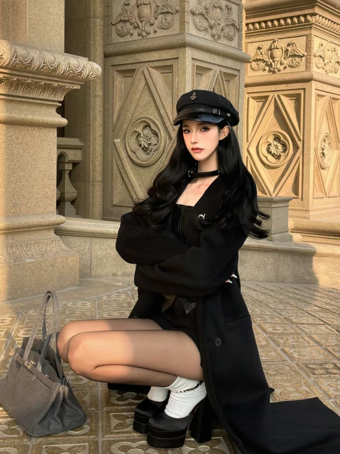 RHINESTONE WOOL OVERSIZED COAT