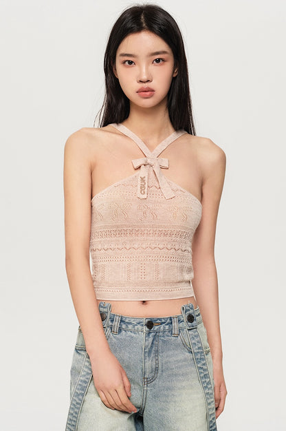 RIBBON CROCHET 100% SHEEP WOOL CAMISOLE